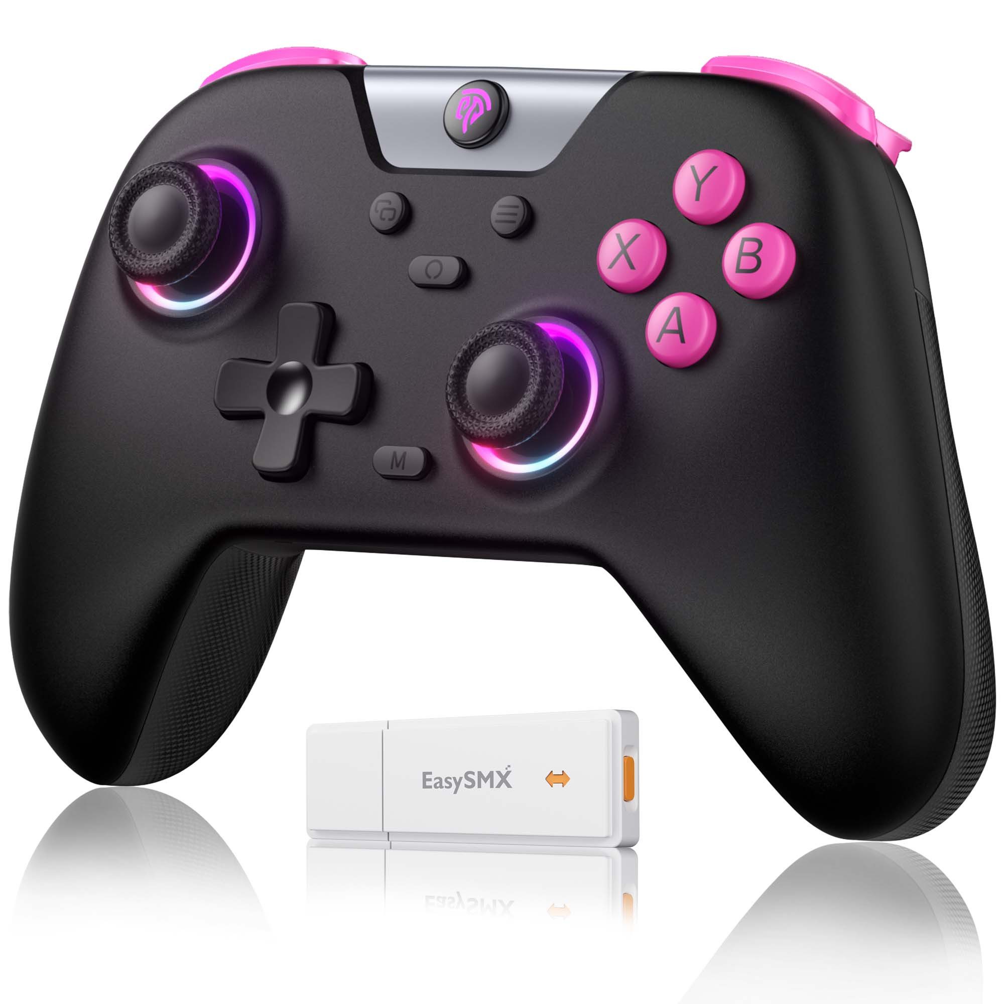 Wireless Controller mit 7 Farbe RGB Licht, PC Gaming-Controller Controller