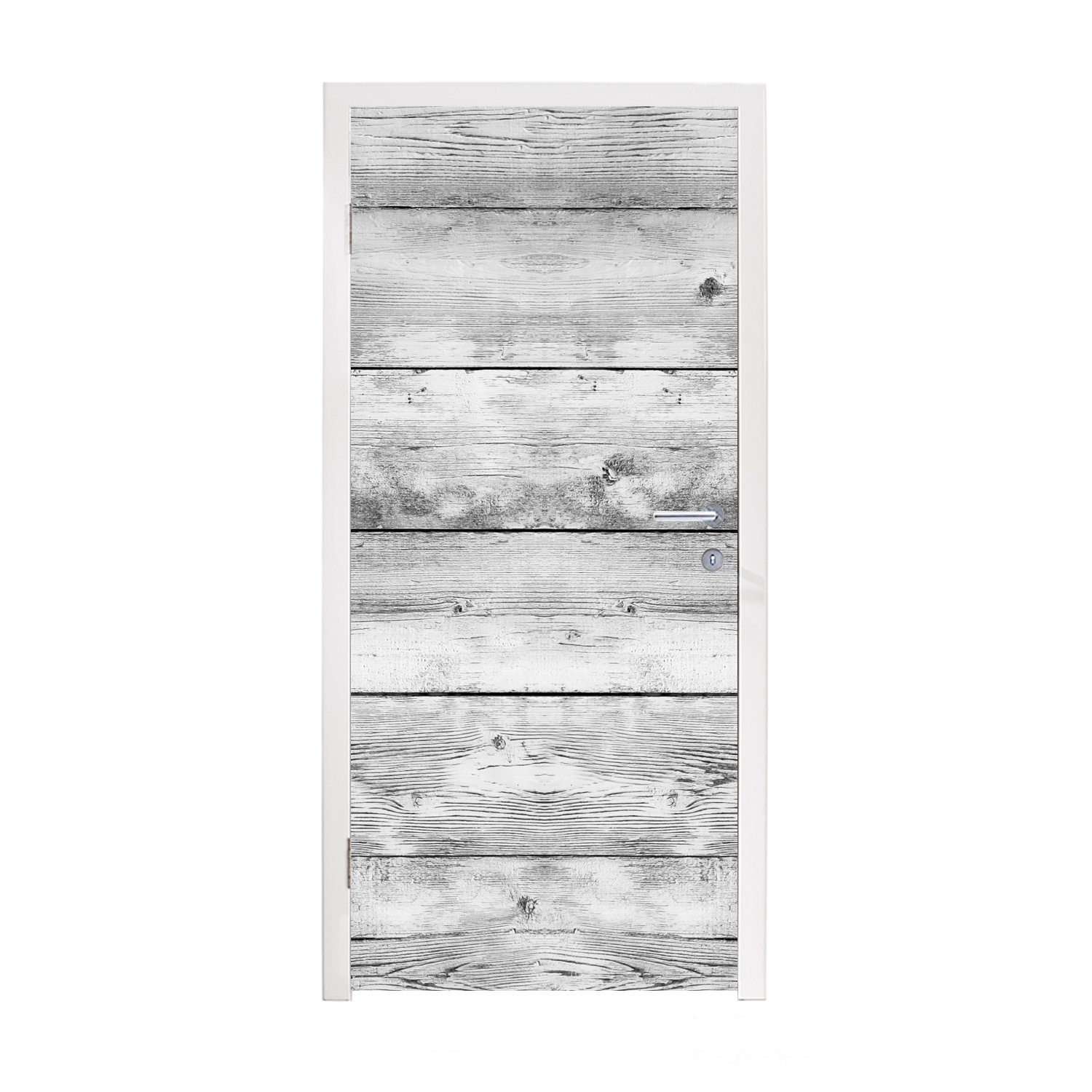 MuchoWow Türtapete Regal - Brocante - Grau - Weiß, Matt, bedruckt, (1 St), Fototapete für Tür, Türaufkleber, 75x205 cm