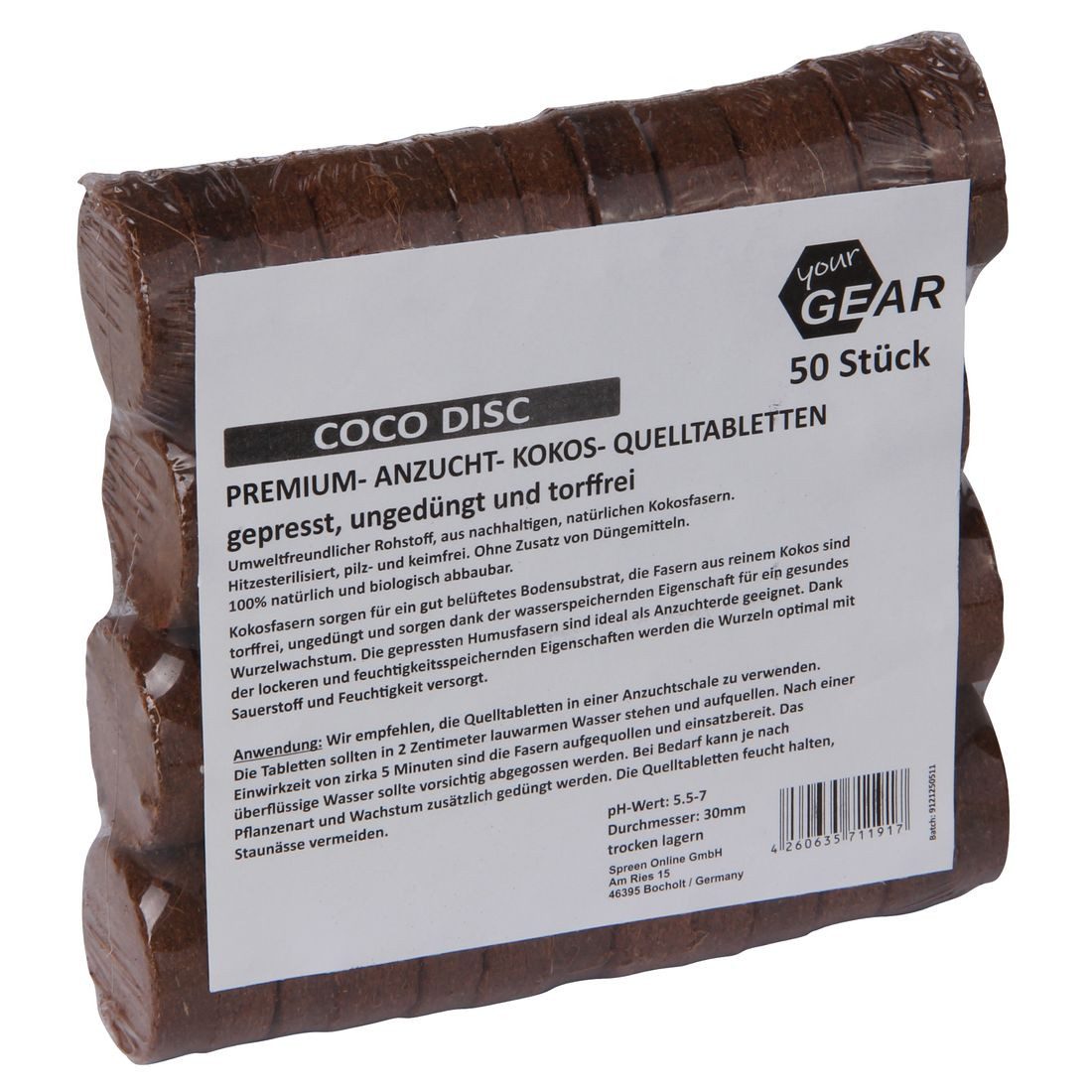 yourGEAR Anzucht- und Kräutererde yourGEAR 50 Coco Disc Kokos Quelltabletten Anzucht ohne Pikieren Aussaat Kokoserde Blumenerde ungedüngt torffrei – Bild 3 von 5