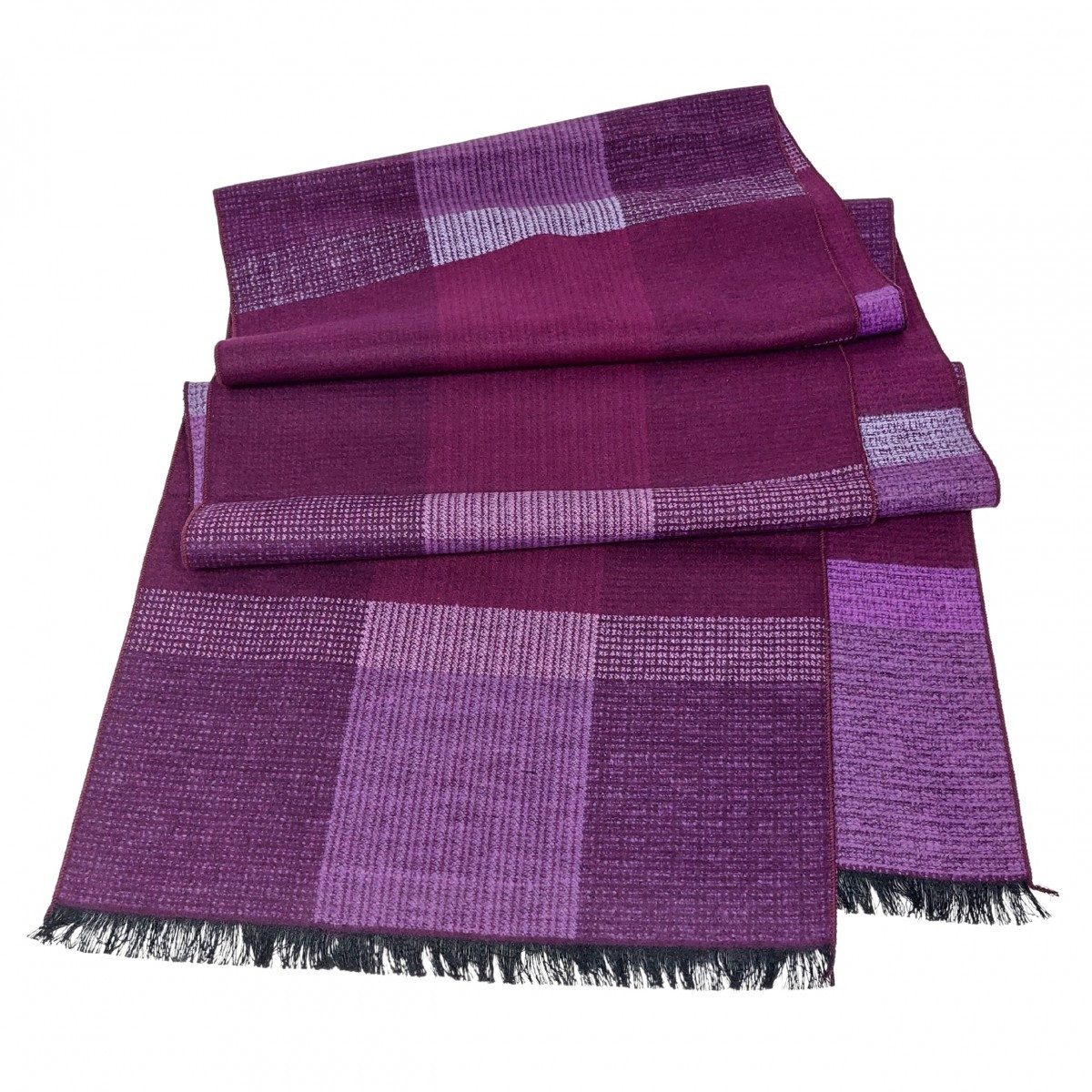 TINITEX Seidenschal Schal Seidenflanell aubergine rosa kariert