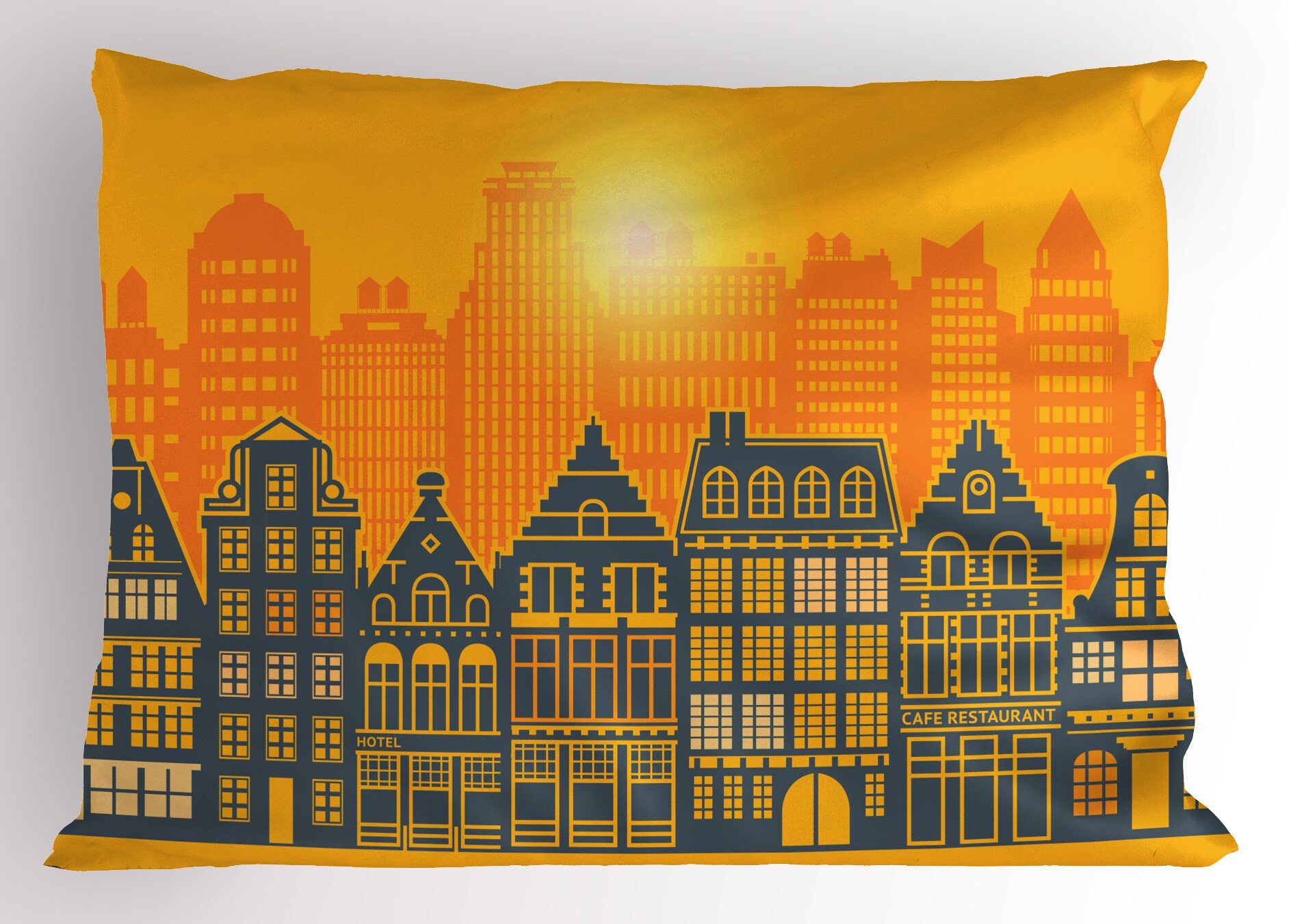 Städtische Amsterdam Dekorativer Kissenbezug, Gedruckter Stück), Standard Retro (1 Abakuhaus Architektur King Size Kissenbezüge