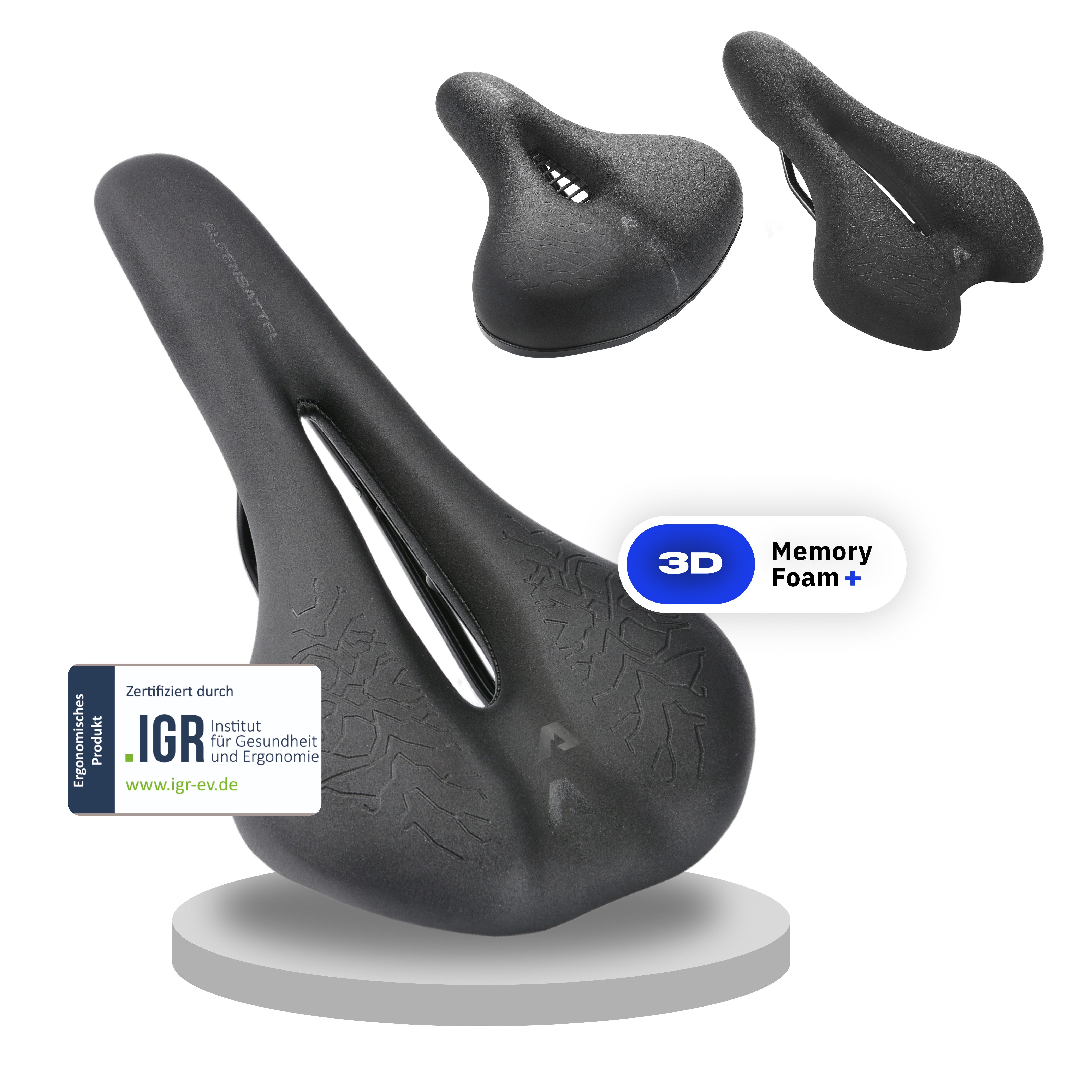 Alpensattel Fahrradsattel Alpensattel 3.0 in 3 Ausführungen wählbar (1-tlg., Race), Ergonomisch, mit Aussparung und Memory Foam für Damen und Herren
