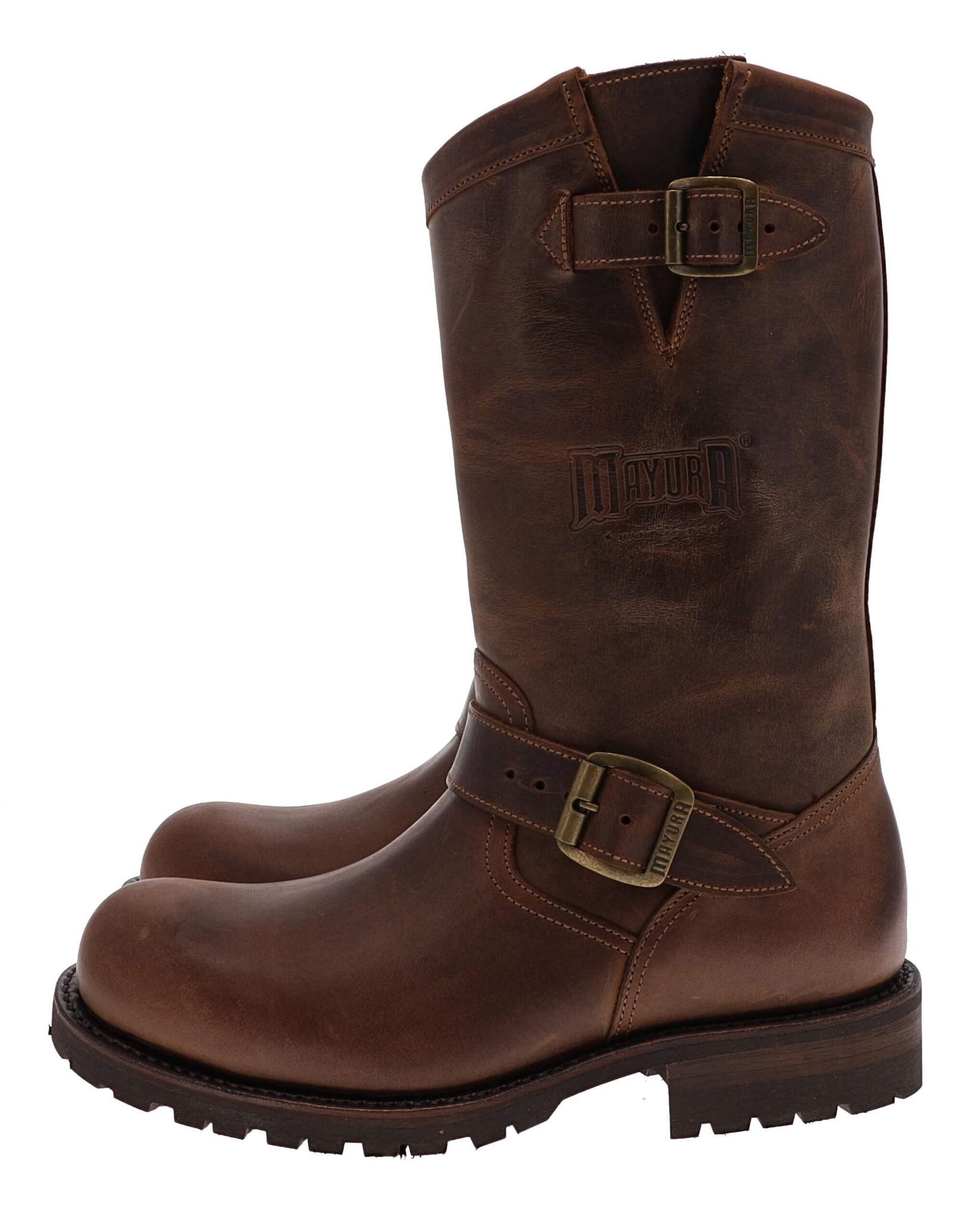 Mayura Boots MB018 Braun Bikerboots Unisex Rahmengenäht Bikerstiefelette