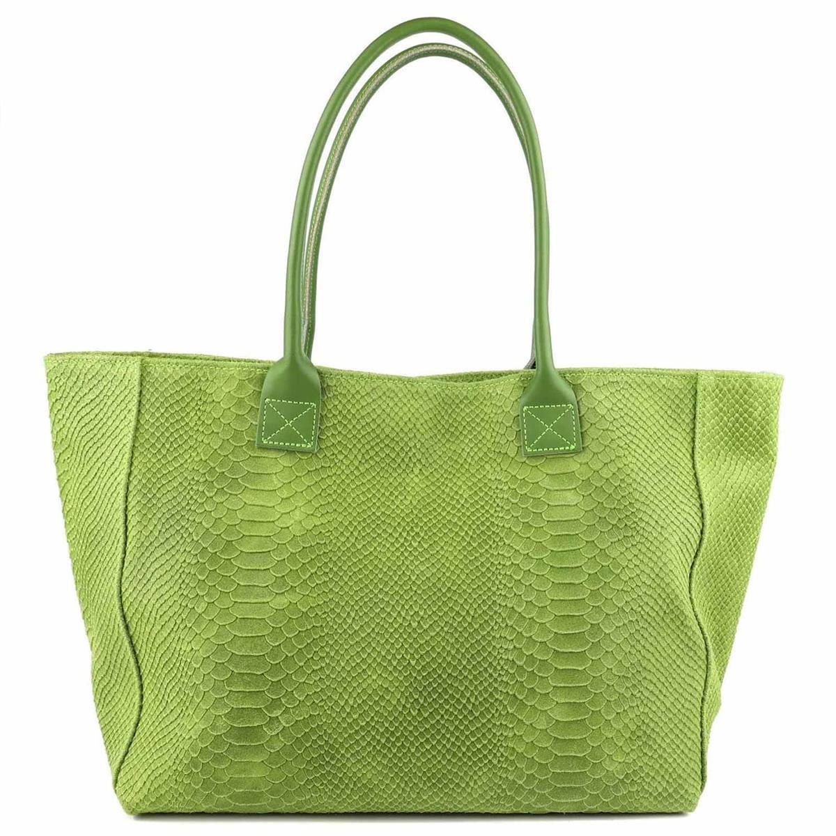 ITALYSHOP24 Shopper Made in Italy Damen Leder Tasche Schlange Prägung Tote Bag Handtasche, Wildleder DIN-A4 Schultertasche Beuteltasche Henkeltasche Ledertasche