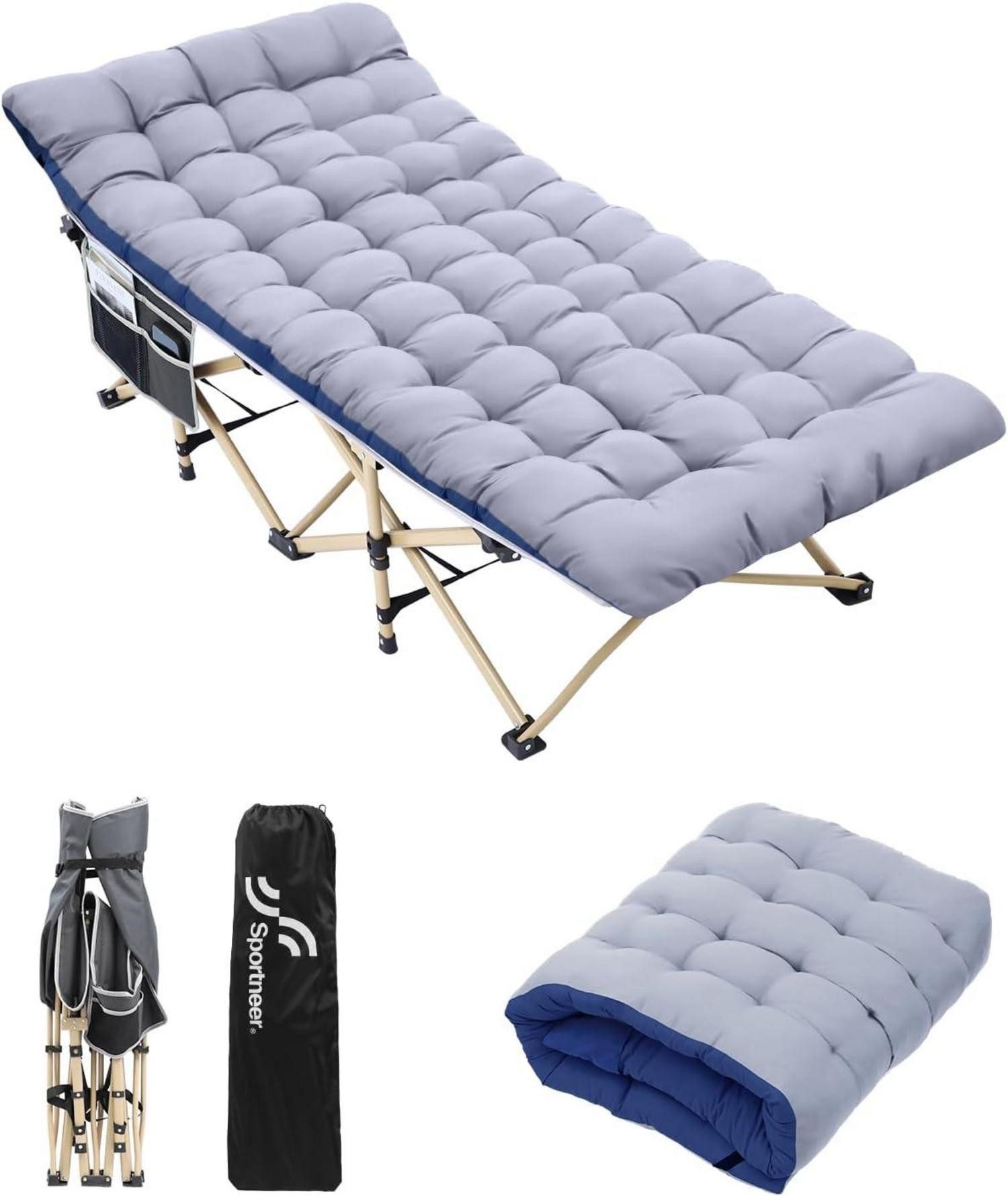 Campingstuhl Feldbett mit Matratze 71cm 204KG Klappbett Campingbett Gästebett