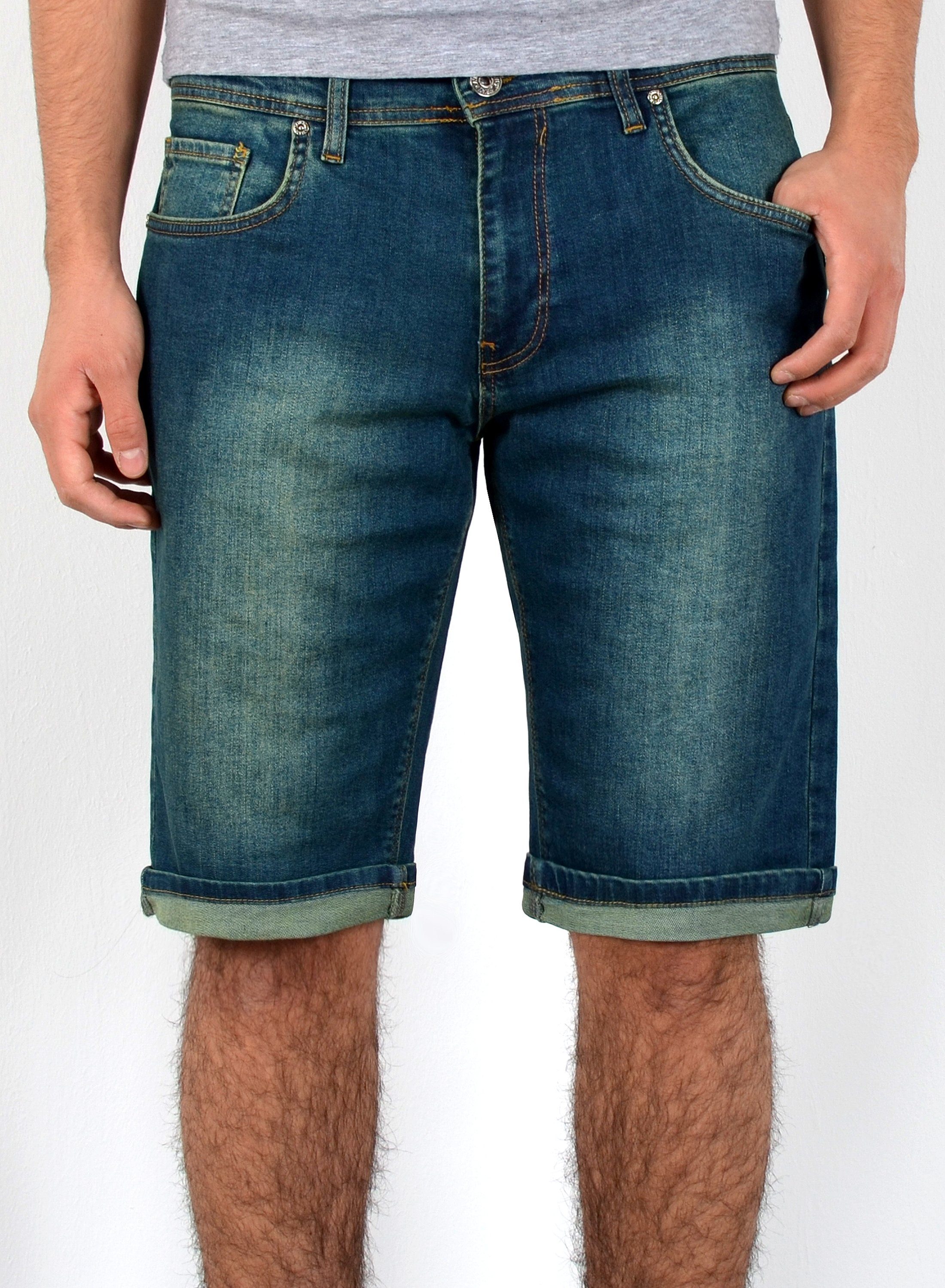 ESRA Jeansshorts A373 Herren Jeans Shorts Hose, bis Übergröße / Plussize Große Größe, Herren kurze Jeans Hose mit 5 Pocket, Herrren kurze Jeanshose mit Stretch, Jeansshorts für Sommer mit Rissen im Destroyed Look, Herren Capri Jeans Shorts Herren Capri Hose Shorts Herren Capri Jeanshose Shorts, Herren Shorts Jeans Straight Regular Comfort