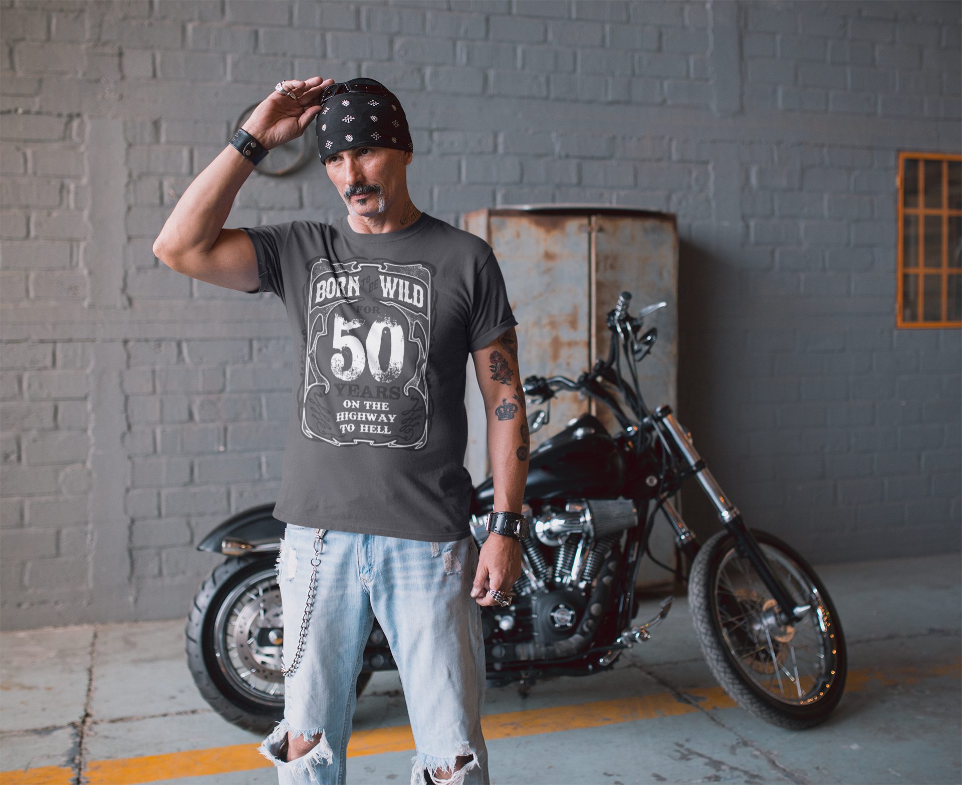 Baddery Print-Shirt Geburtstagsgeschenk für Biker - 50 Jahre: "Born to be w günstig online kaufen