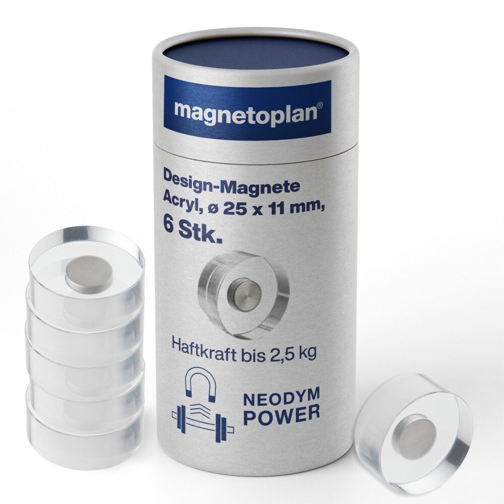 magnetoplan® Anzeigetafel Design Magnete Acryl 25mm 6St - für kreative Projekte! (1-St)