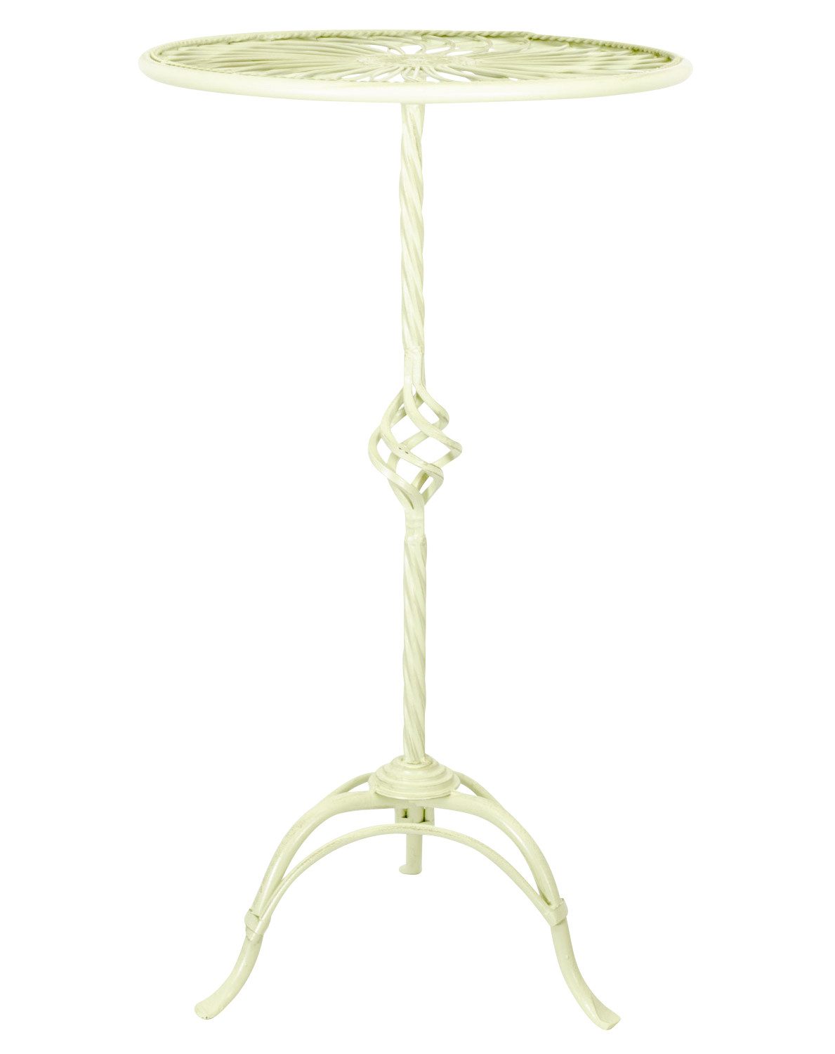 Aubaho Dekoobjekt Tisch Gartentisch Beistelltisch Metall im Antik-Stil creme weiss shabb