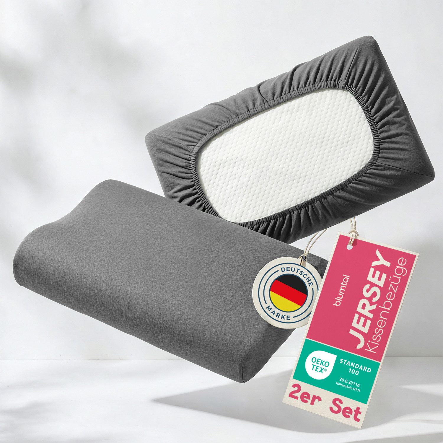 Blumtal Kissenbezug 2er Kissenbezug für Gesundheitskissen aus 95% Baumwolle + 5% Elasthan, (2 Stück), passend für 50-70 cm Breite, 30-45 cm Länge, 10-15 cm Höhe