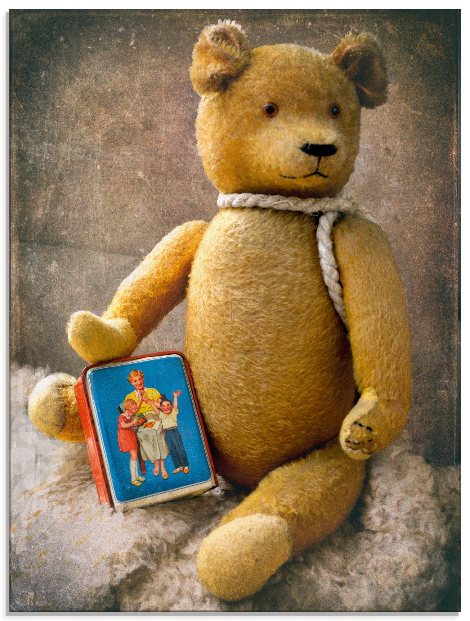 Artland Glasbild Teddybär mit Sparbüchse, Spielzeuge (1 St), in verschiedenen Größen