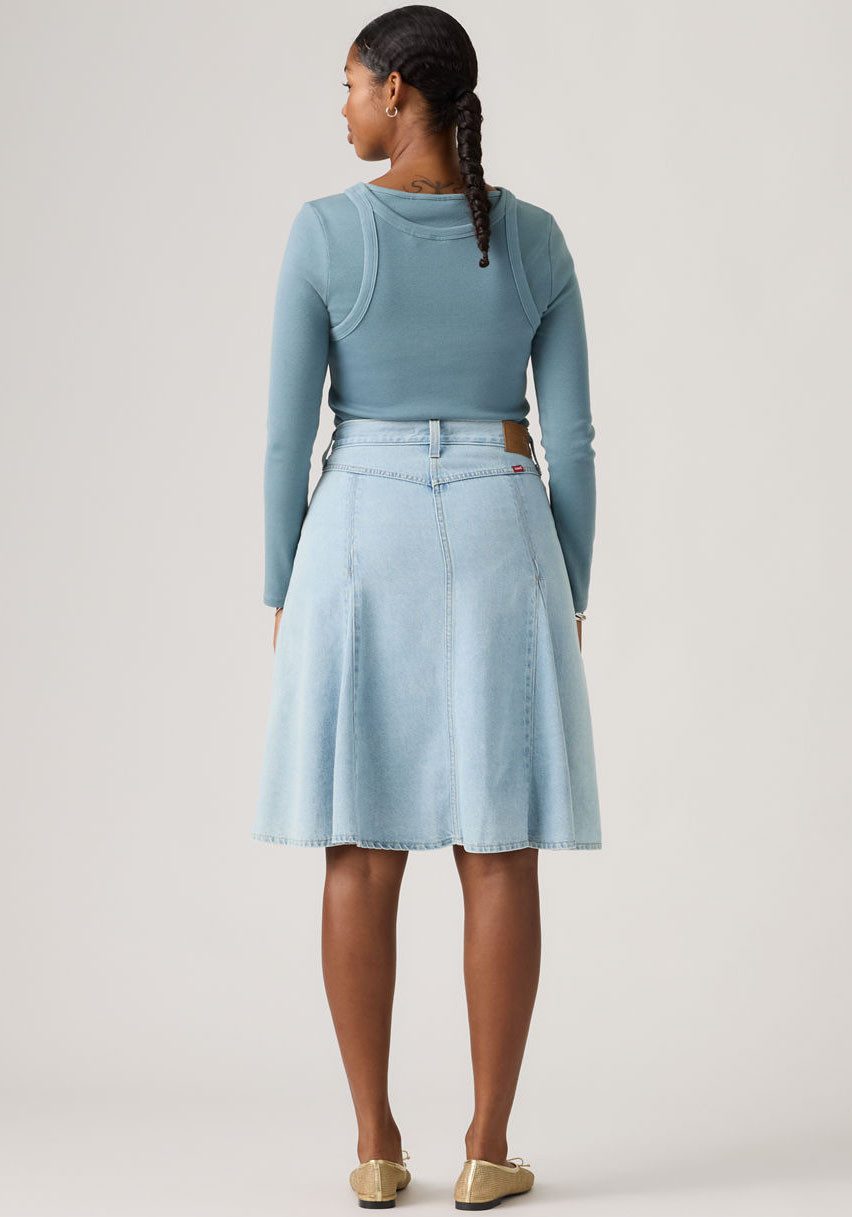 Levi's® Jeansrock GODET KNEE LENGTH SKIRT Midirock mit Falten