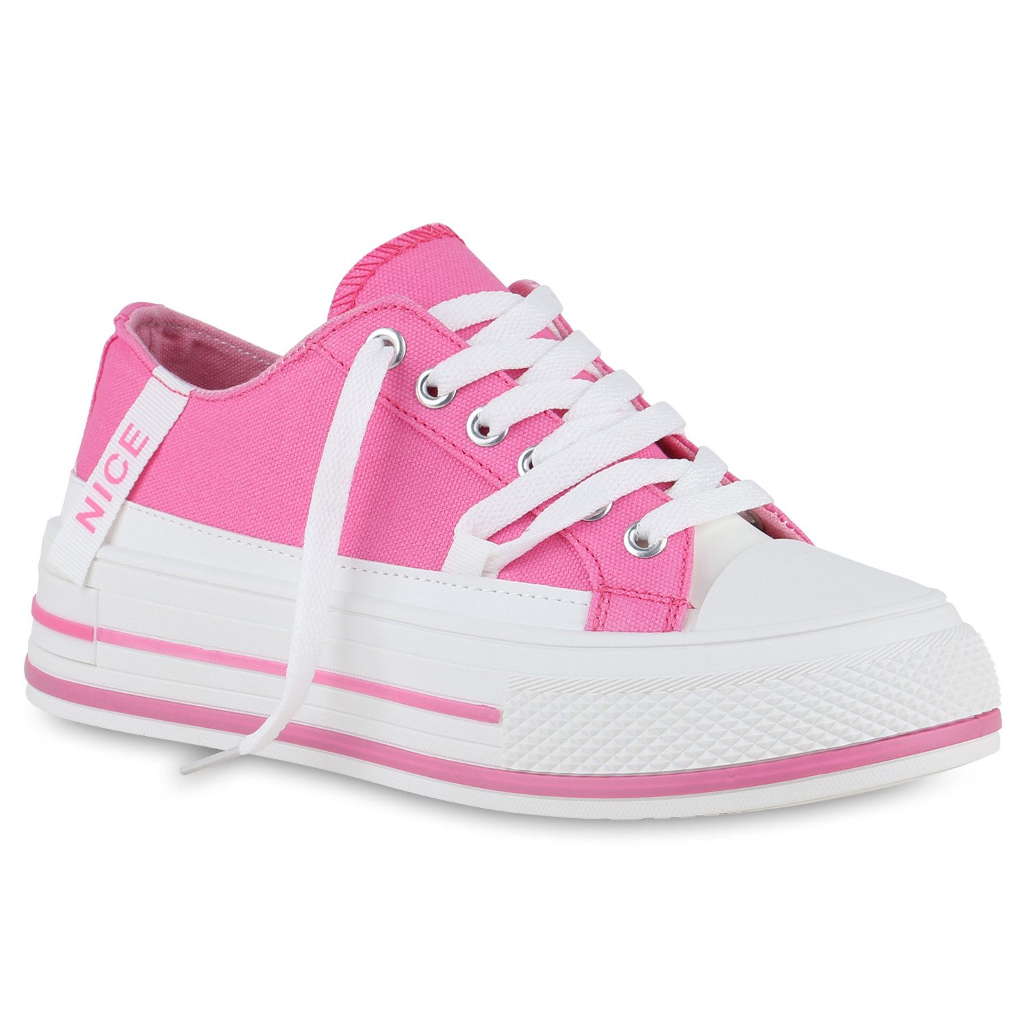 VAN HILL 840989 Sneaker Damen Sneaker Low Schnürer Prints Wedges Stoff günstig online kaufen