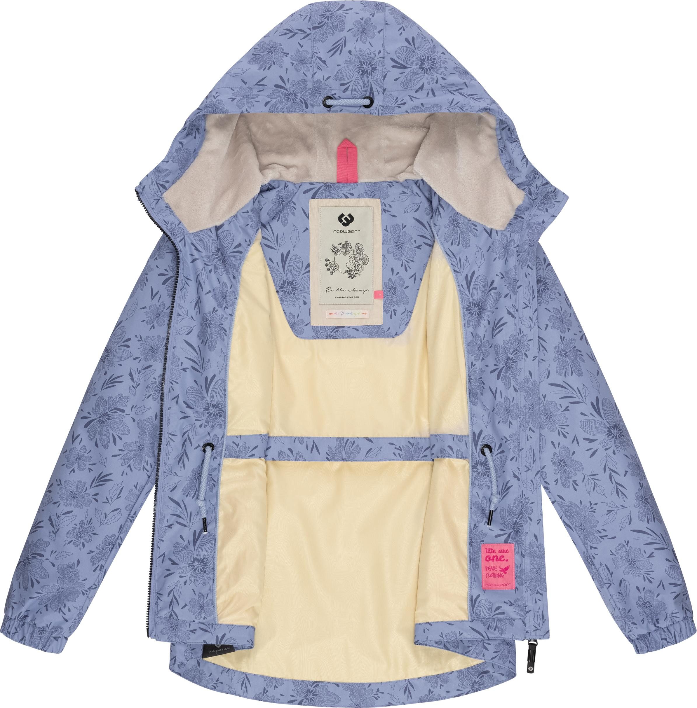 Ragwear Outdoorjacke Dankka Spring Wasserdichte Damen Jacke mit floralem Allover-Print