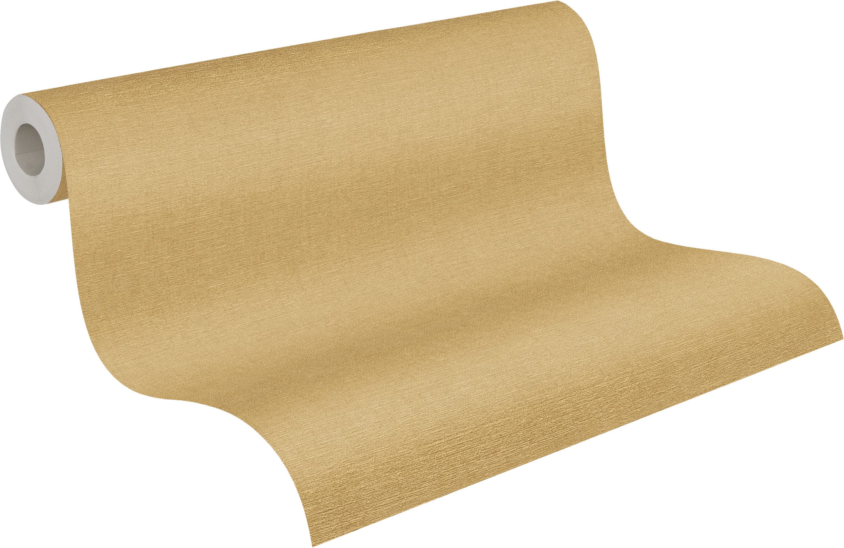A.S. Création Vliestapete Cuba II Golden Linen, leicht strukturiert, Strukturmuster, uni, unifarben, Dezente Textiloptik für eine warme, wohnliche Raumwirkung