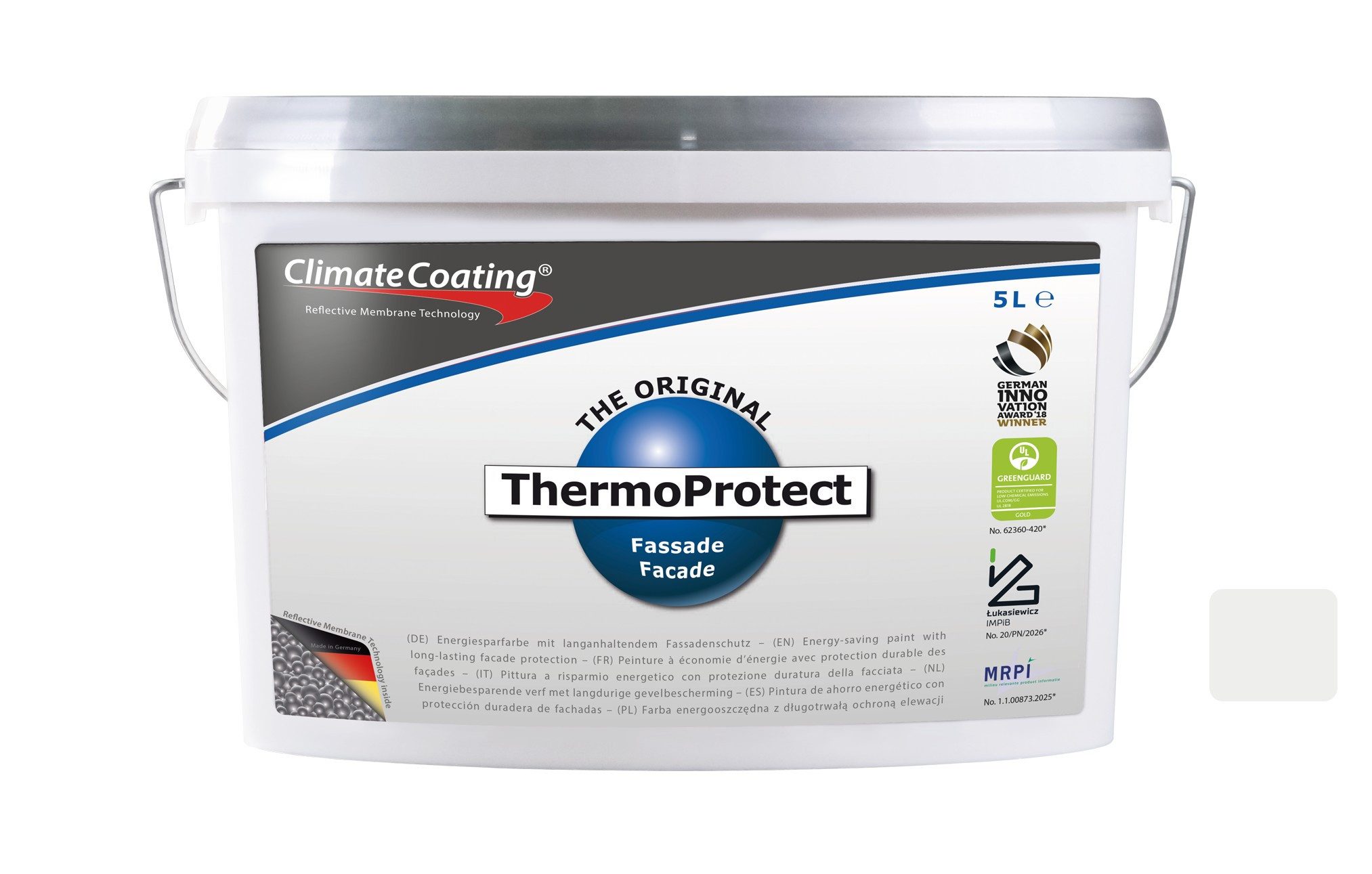 ClimateCoating Fassadenfarbe ThermoProtect, Energiesparfarbe, feuchteregulierend, matt