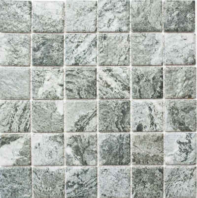 Mosani Mosaikfliesen Keramik Mosaik Fliese Natursteinoptik grau Struktur Bad