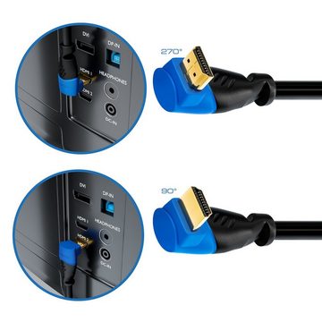 deleyCON deleyCON 10m HDMI 270° Grad Winkel Kabel - HDMI 2.0/1.4a kompatibel HDMI-Kabel