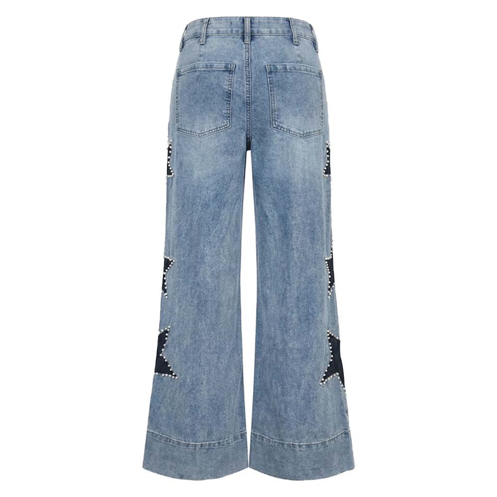 Miss Goodlife Bootcut-Jeans Miss Goodlife MG15719 Wide-Leg-Jeans „Stars“ Mid Blue