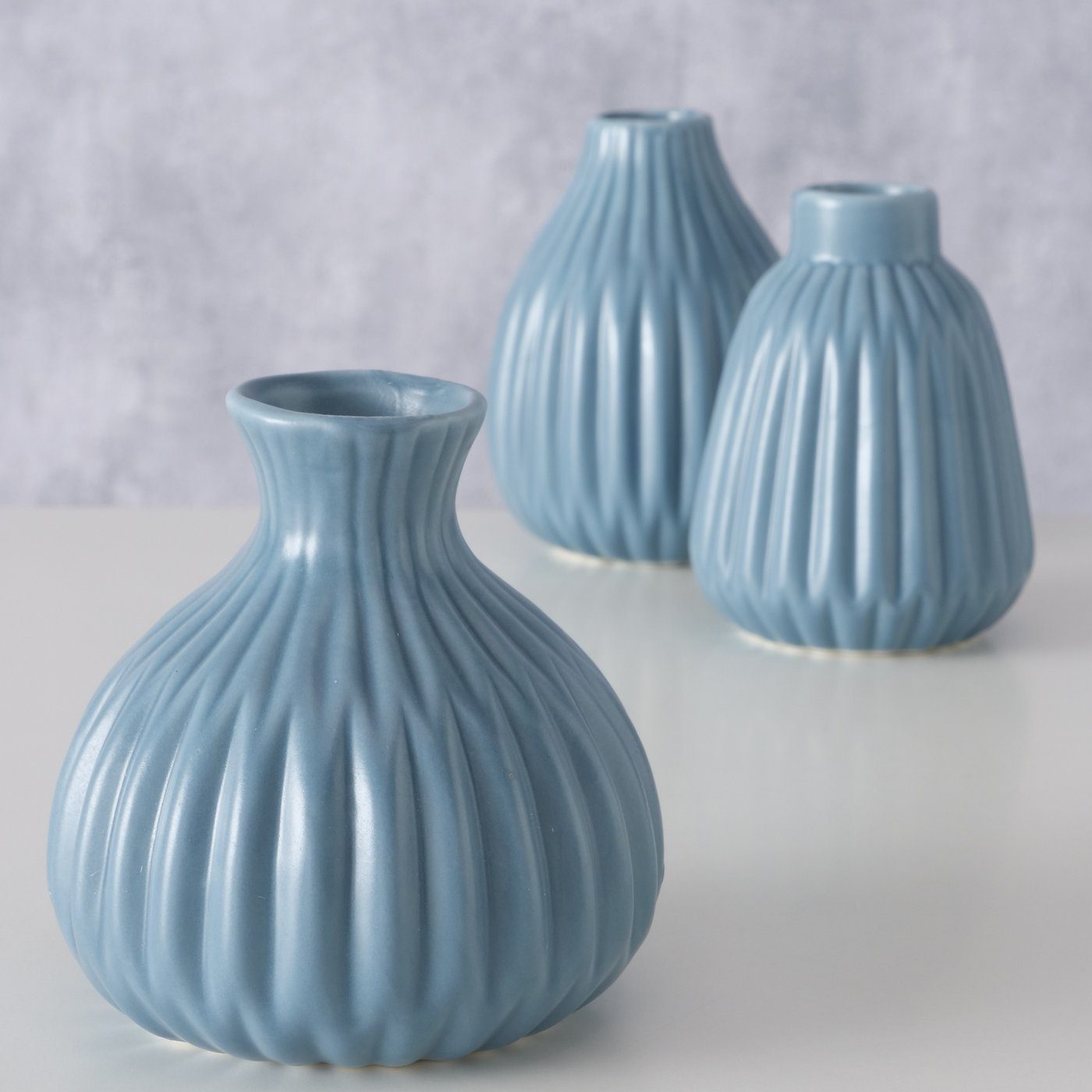 BOLTZE Tischvase Deko Vase im 3er Set aus Keramik Mattes Design Blau günstig online kaufen
