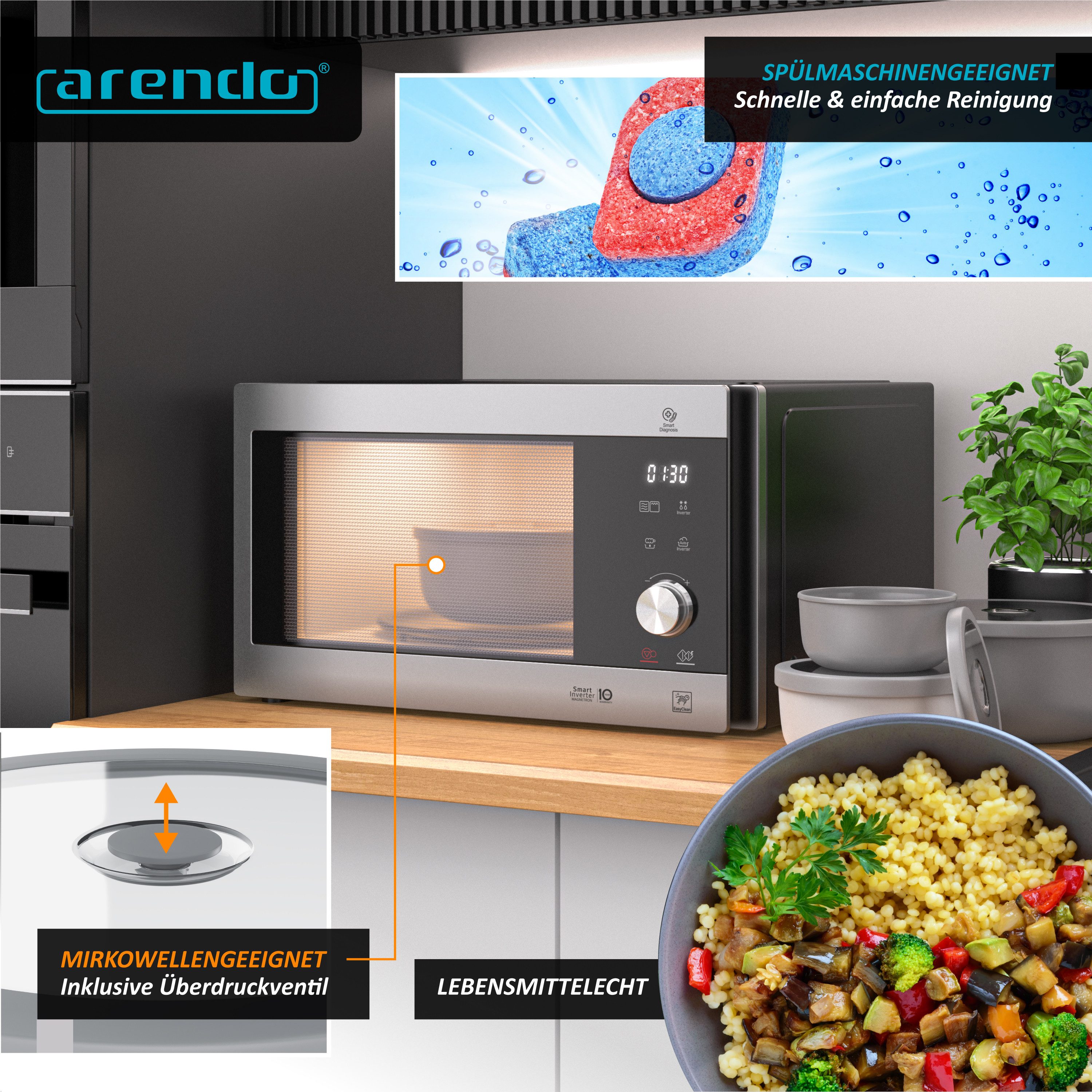 Arendo Rührschüssel 4er Plastikschüssel-Set mit Deckel 0,35 L / 0,65 L / 1,2 L / 2,0 L, Kunststoff, (Set, 4-tlg), rund, BPA-frei, Spülmaschinen und Mikrowellen  – Bild 4 von 5