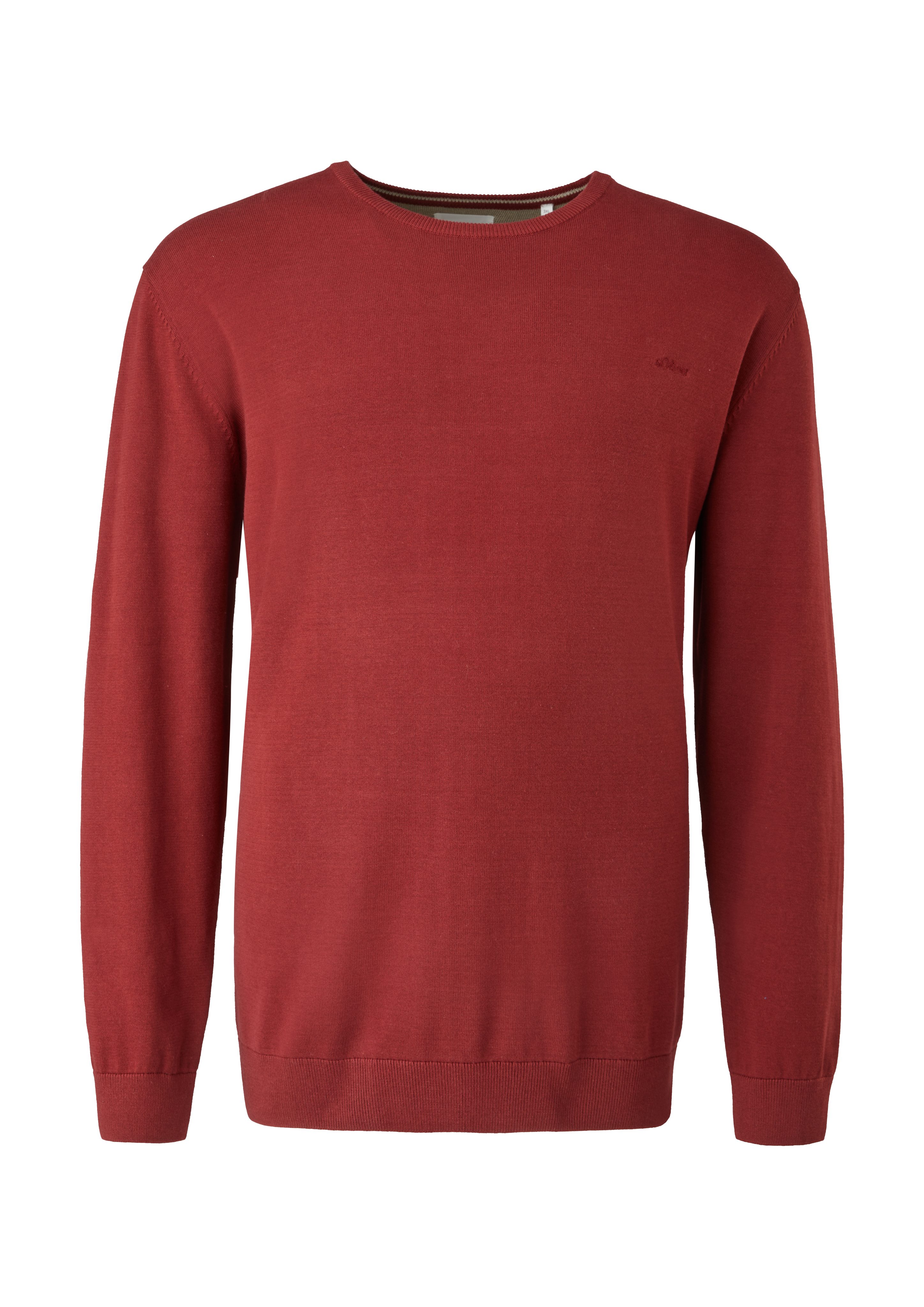 red Strickpullover Pullover s.Oliver aus dark Feinstrick Logo