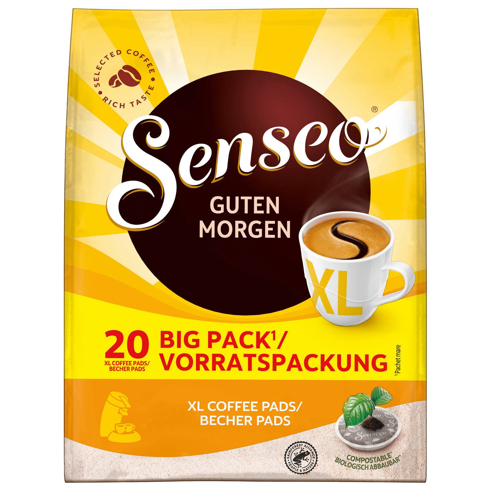 Senseo Kaffee Pads Guten Morgen XL 5 x 20 Getränke Vorteilspack, (Packung, 5er Pack)