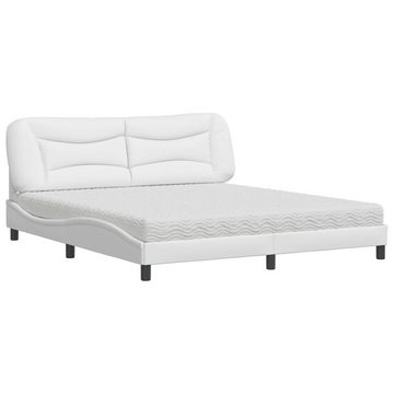 vidaXL Bett Bett mit Matratze Weiß 180x200 cm Kunstleder
