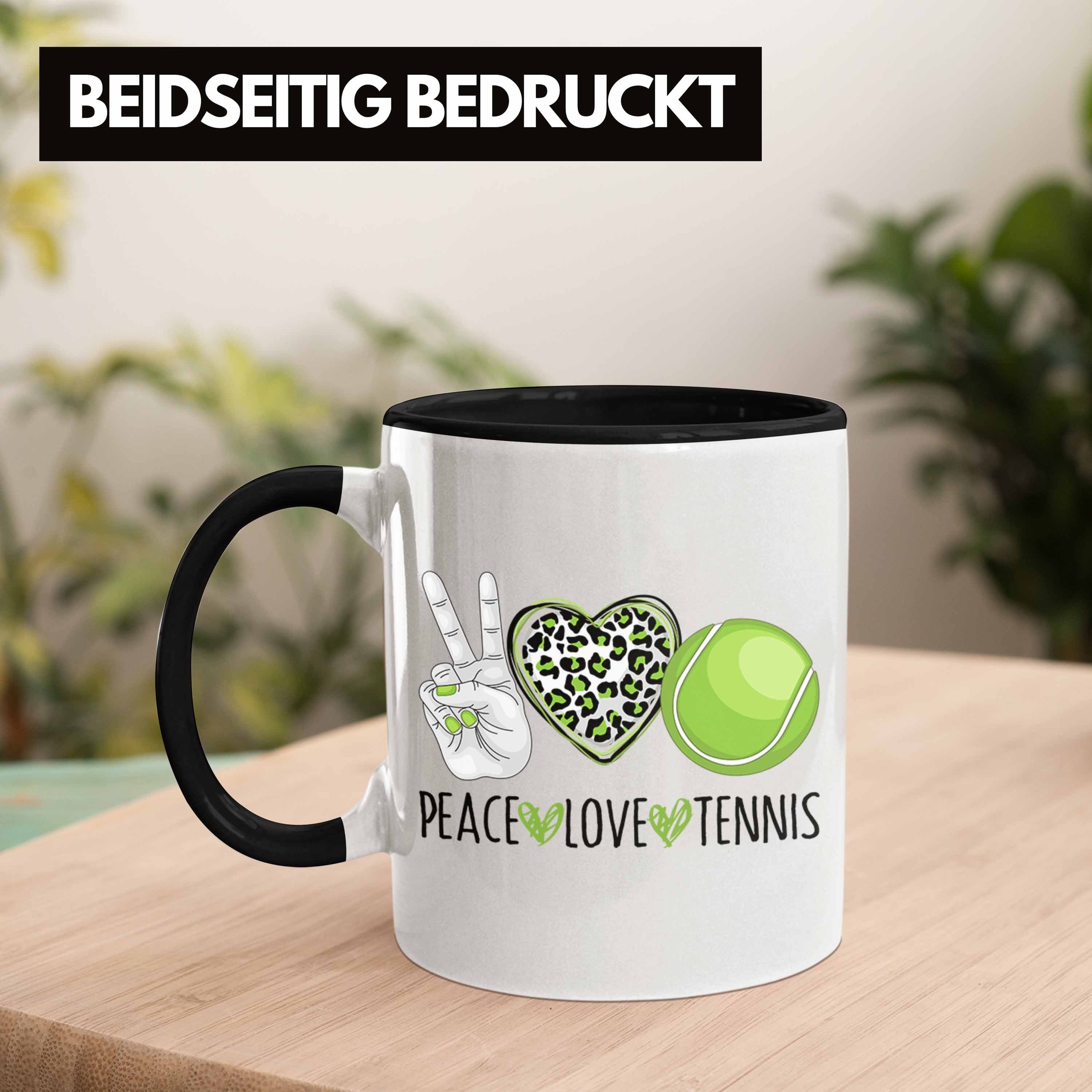 Tennis-Spieler Schwarz Lustige Geschenk Tasse Tasse "Peace Trendation für Tennis Trainer Coach