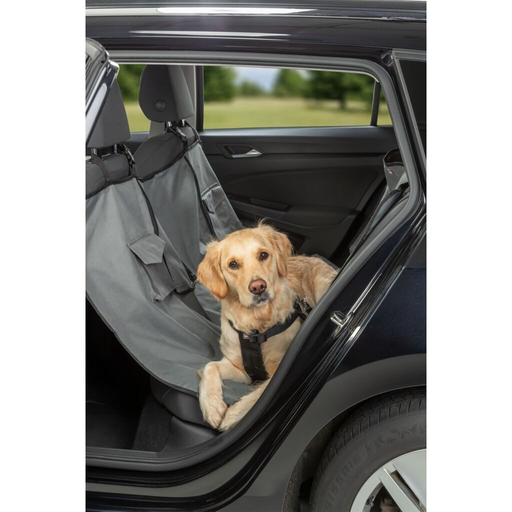 TRIXIE Tier-Autoschondecke Autoschondecke mit Taschen und integrierter Packfunktion - grau - 1,40