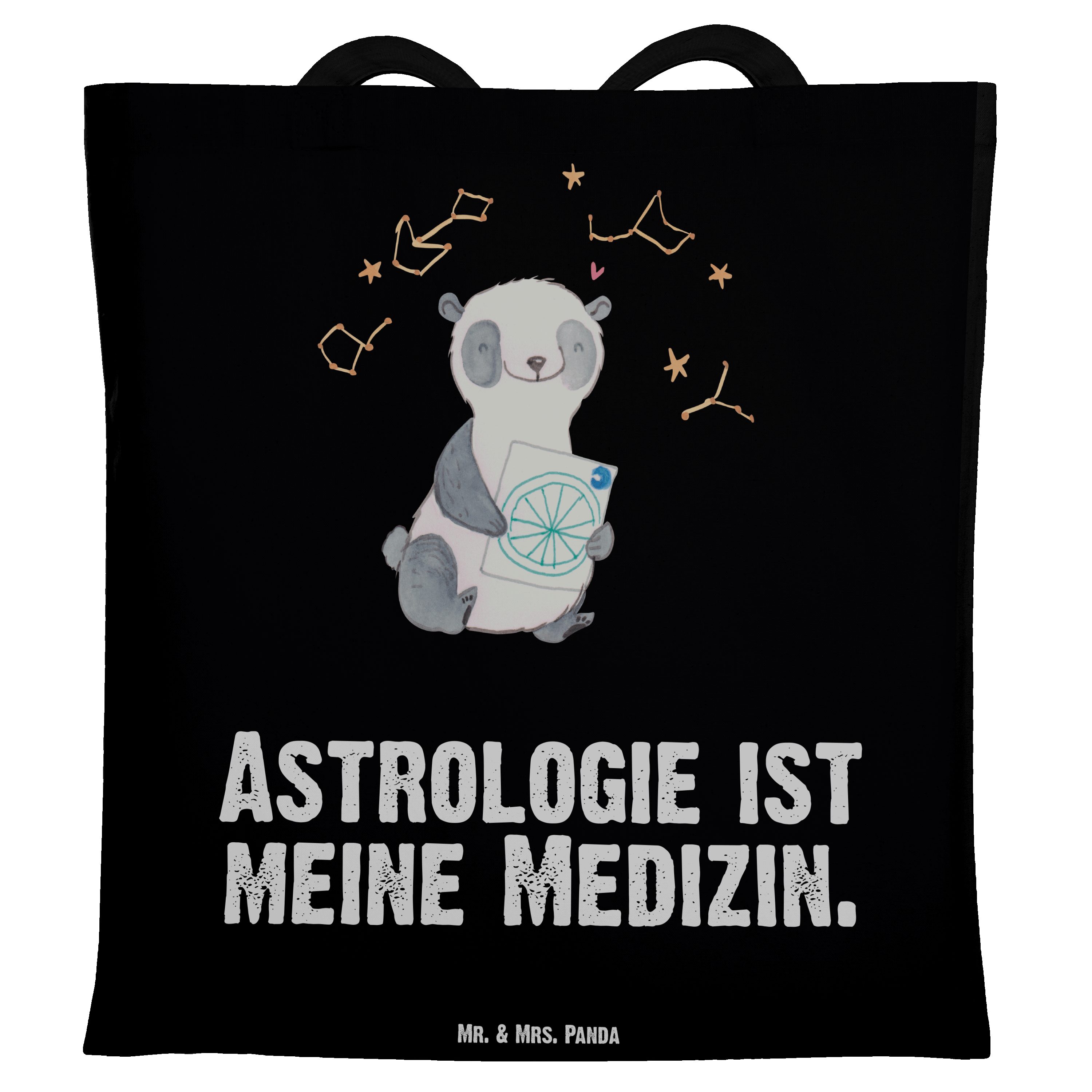 Panda Medizin Geschenk, Mr. Panda Beutel, - (1-tlg) Horoskop, Schwarz - & Gewi Mrs. Tragetasche Astrologie