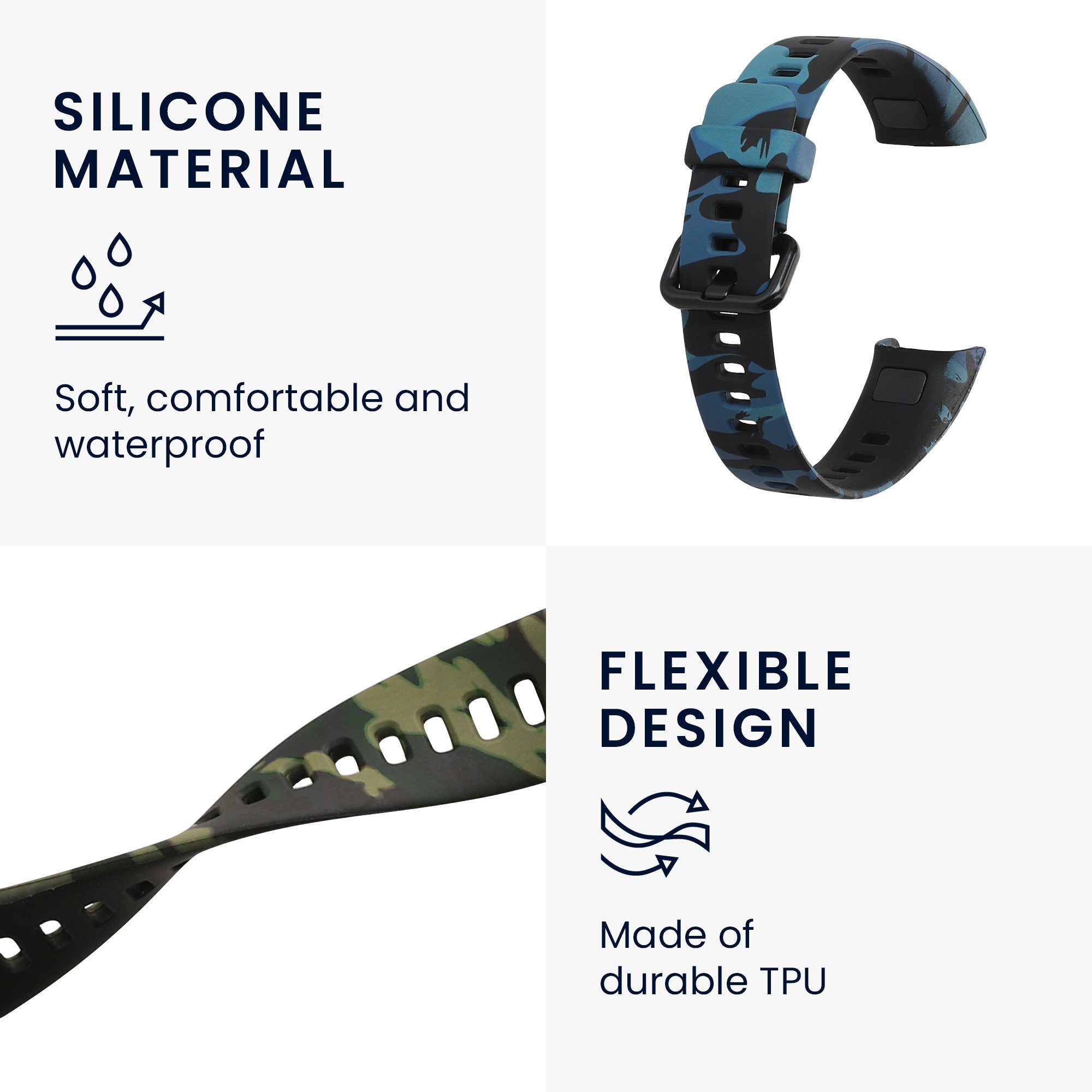 kwmobile Armband für Huawei Band 4 Smartwatch, 2-tlg., 2x Fitnesstracker Sportarmband aus TPU und Silikon