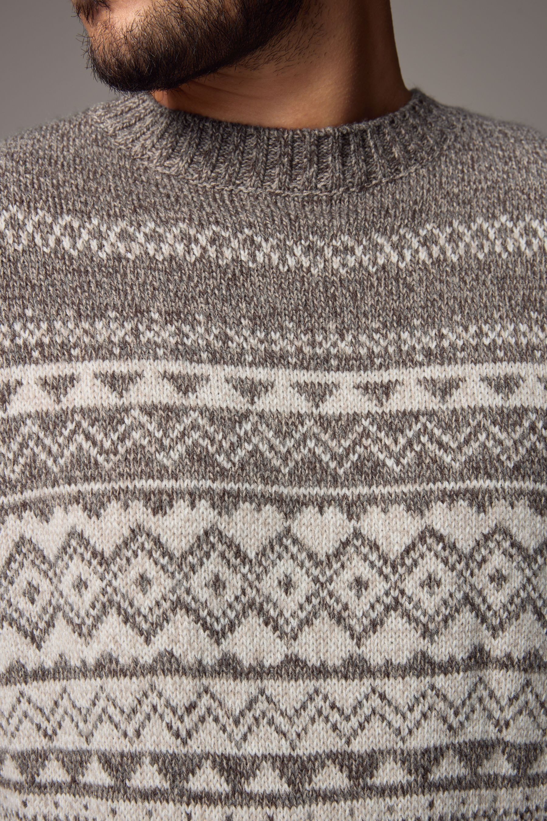 Next Norwegerpullover Regular Fit Rundhalspullover mit Wolle Fairisle (1-tlg)