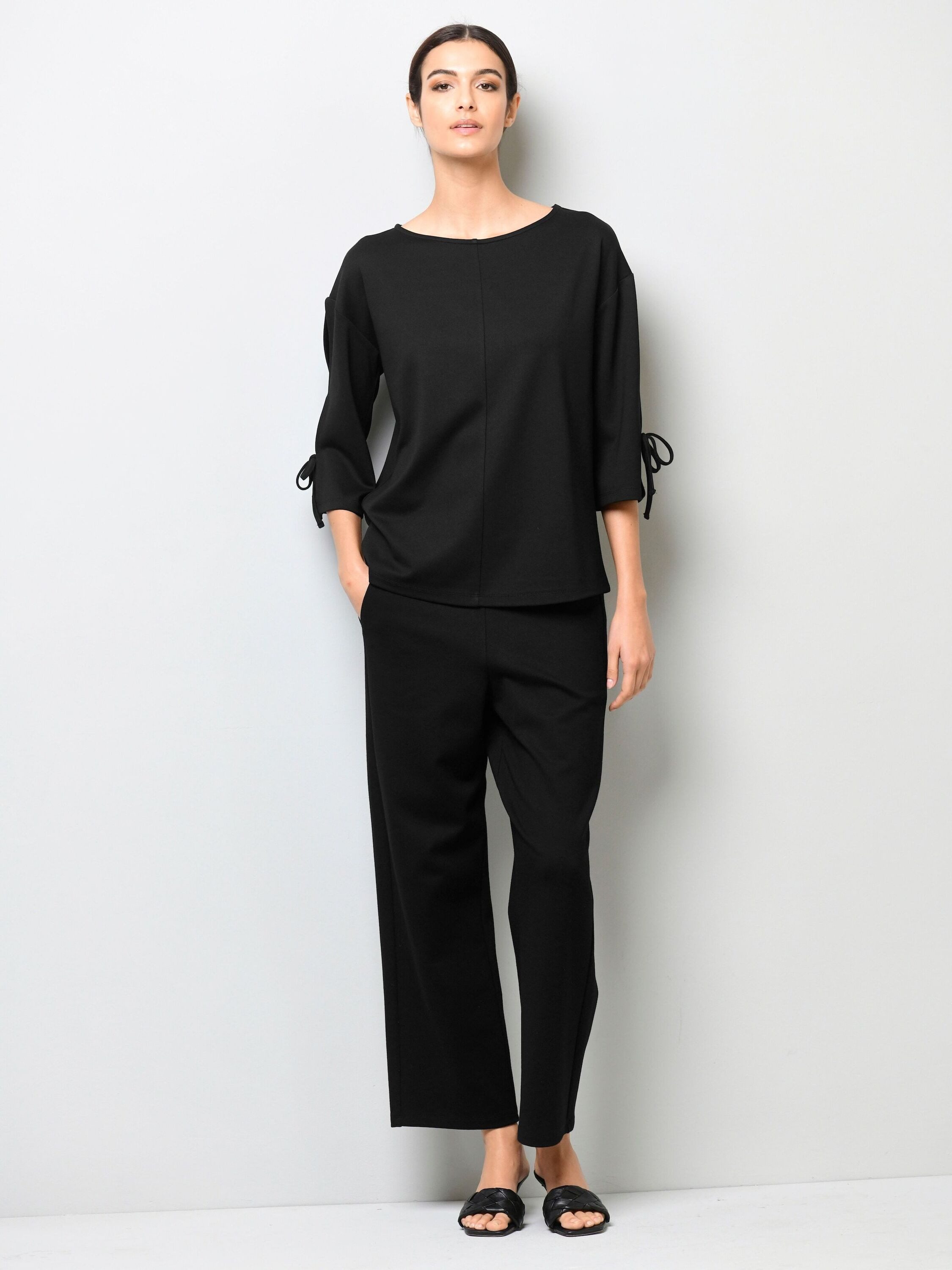 Alba Moda Kurzarmshirt Bindeband-Shirt mit U-Boot-Ausschnitt Unifarbenes Modell mit modernem U-Boot-Ausschnitt
