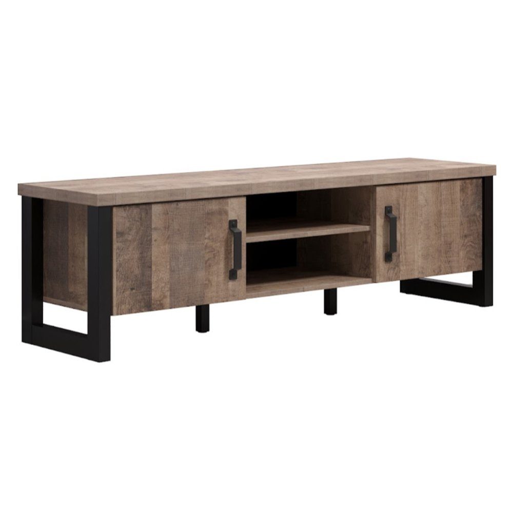 trendteam Lowboard, Fernsehschrank TV-Board Möbel Medienschrank Tabak/Schwarz 166x55x45cm