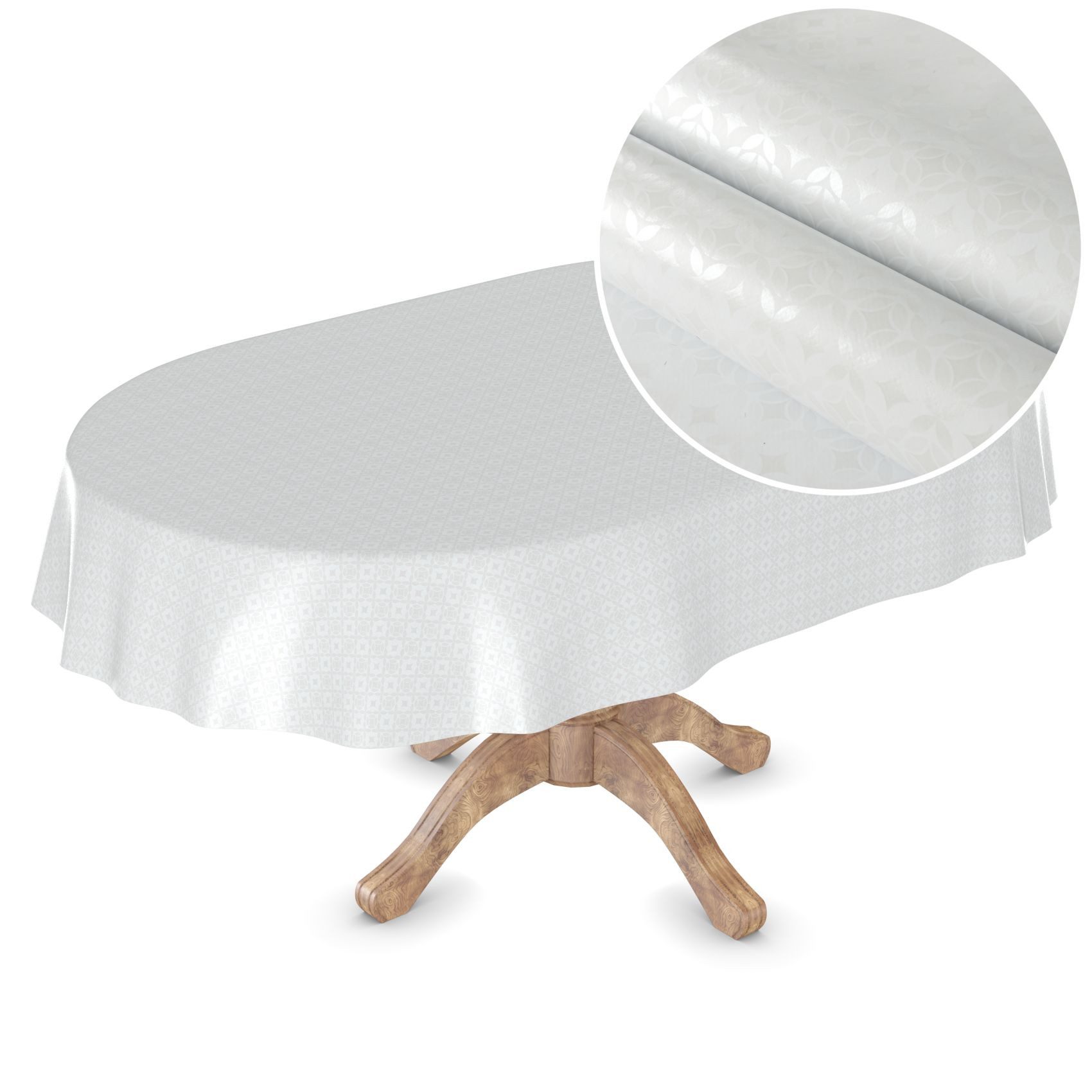 ANRO Tischdecke Wachstuchtischdecke MIMOSA Gartentischdecke (Einzelstück 1-tlg), Glatt 140x160cm Oval wasserabweisend