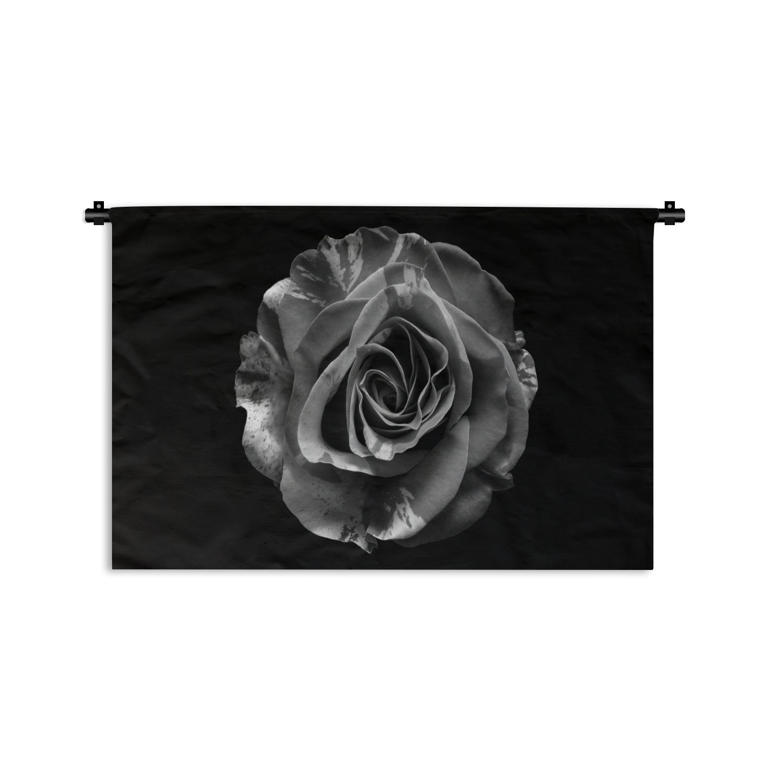 Schwarz Rose Kinderzimmer - Wohnzimmer, Schlafzimmer, Botanisch, Wanddeko Kleid, MuchoWow - für - Weiß Blumen Wandbehang, - Wanddekoobjekt