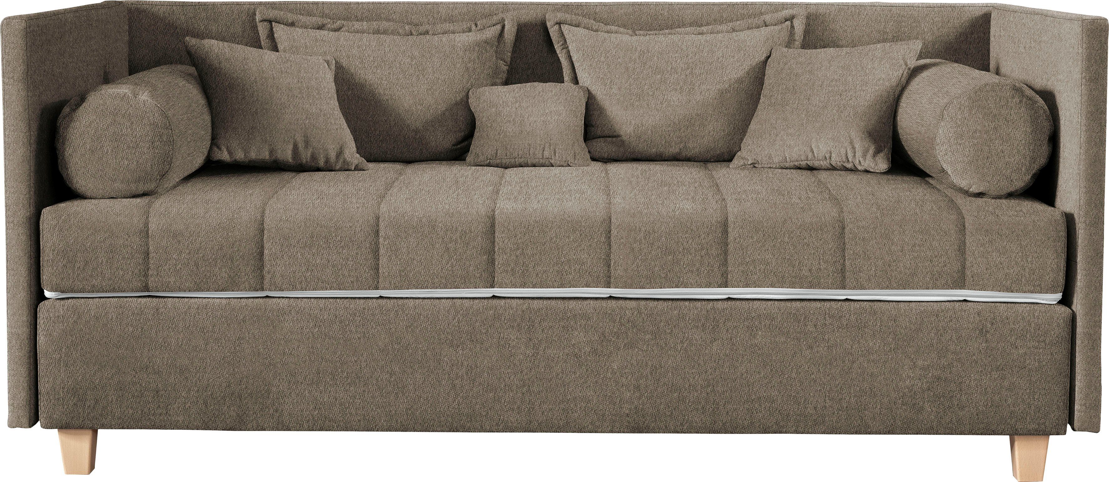 alina Schlafsofa Kona, 7-Zonen Taschenfederkernmatratze, Zierkissen-Set und Schlummerrollen