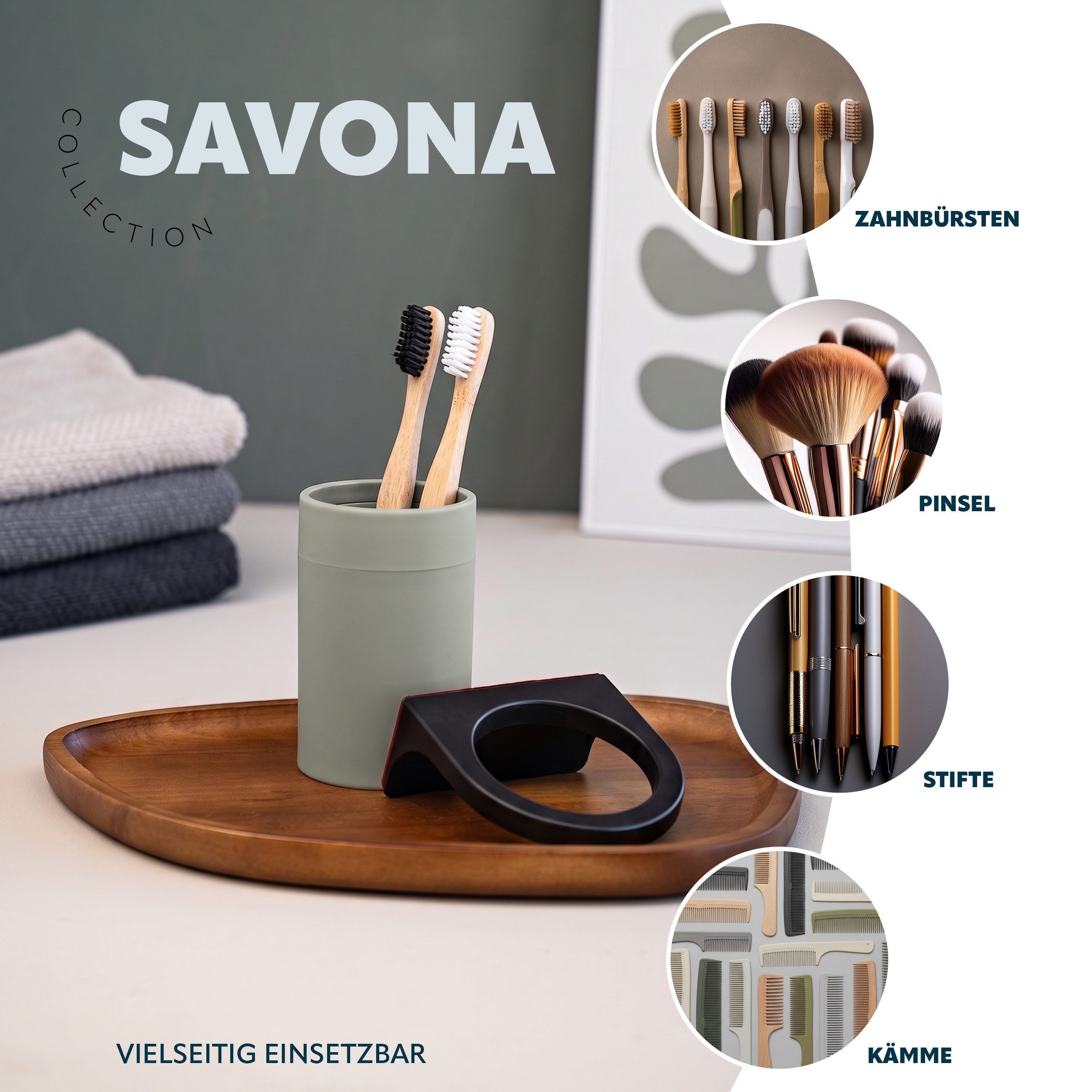 bremermann Badaccessoire-Set Bad-Serie SAVONA Softtouch inkl. Wandhalter, rund, 2 tlg. – Bild 5 von 5