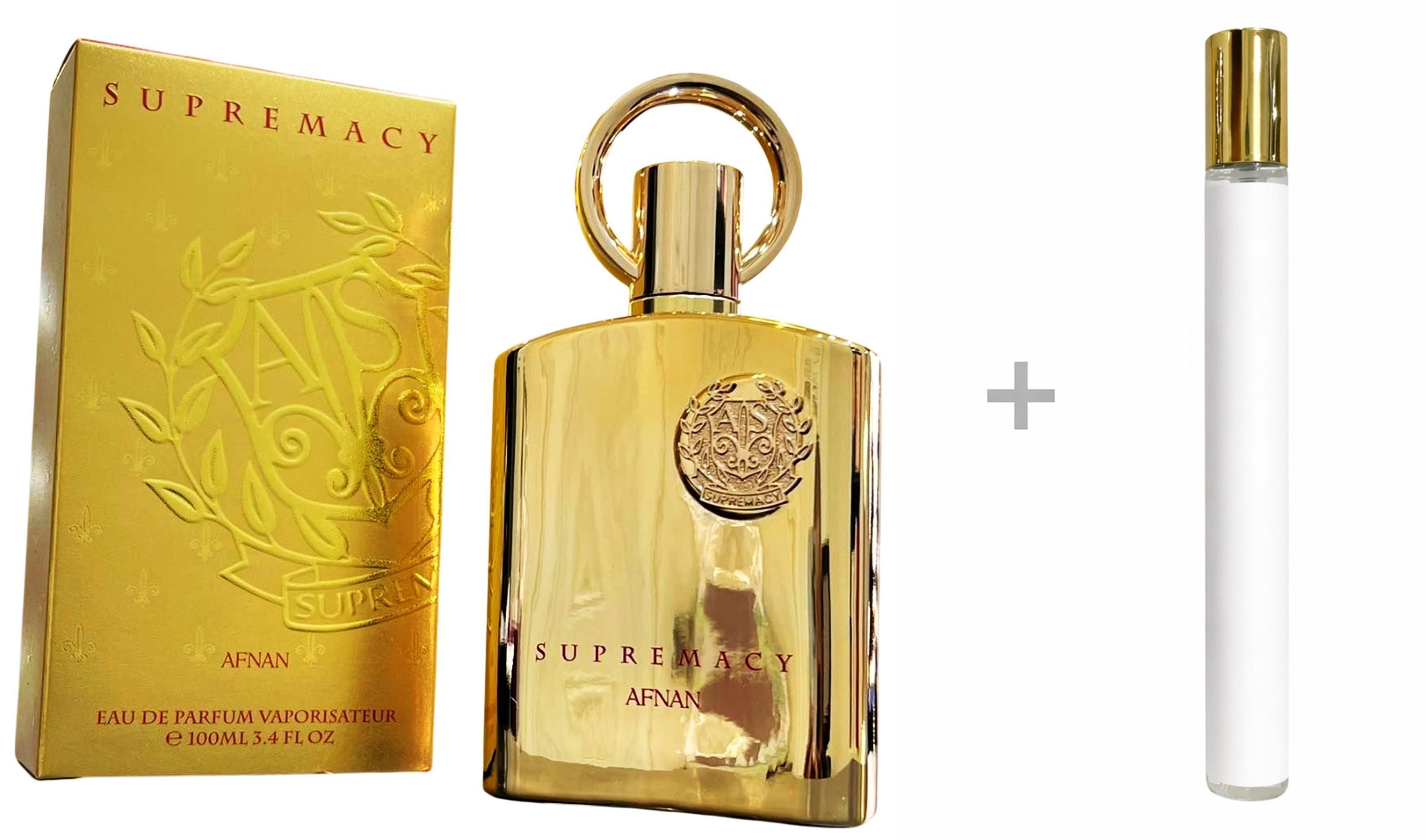Afnan Duft-Set Supremacy Gold Eau de Parfum (EDP) Damen Herren Spray, Blumig-warmer Duft mit Amber, Vanille, Patchouli und Veilchen