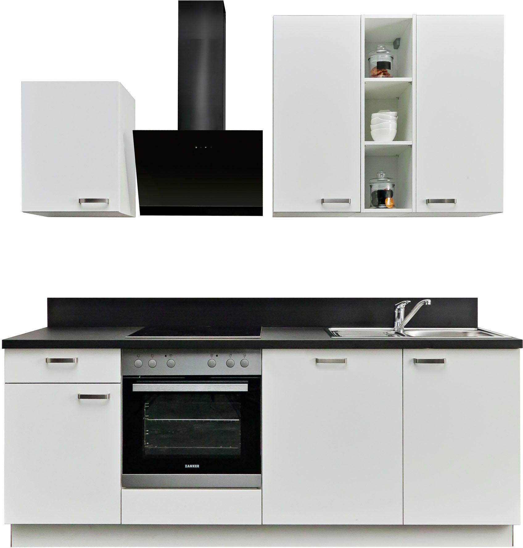 KOCHSTATION Küchenzeile "KS-Bari", wahlw. mit E-Geräten & Geschirrspüler, Soft-Close-Funktion und Vollauszug, vormontiert, Breite 220 cm