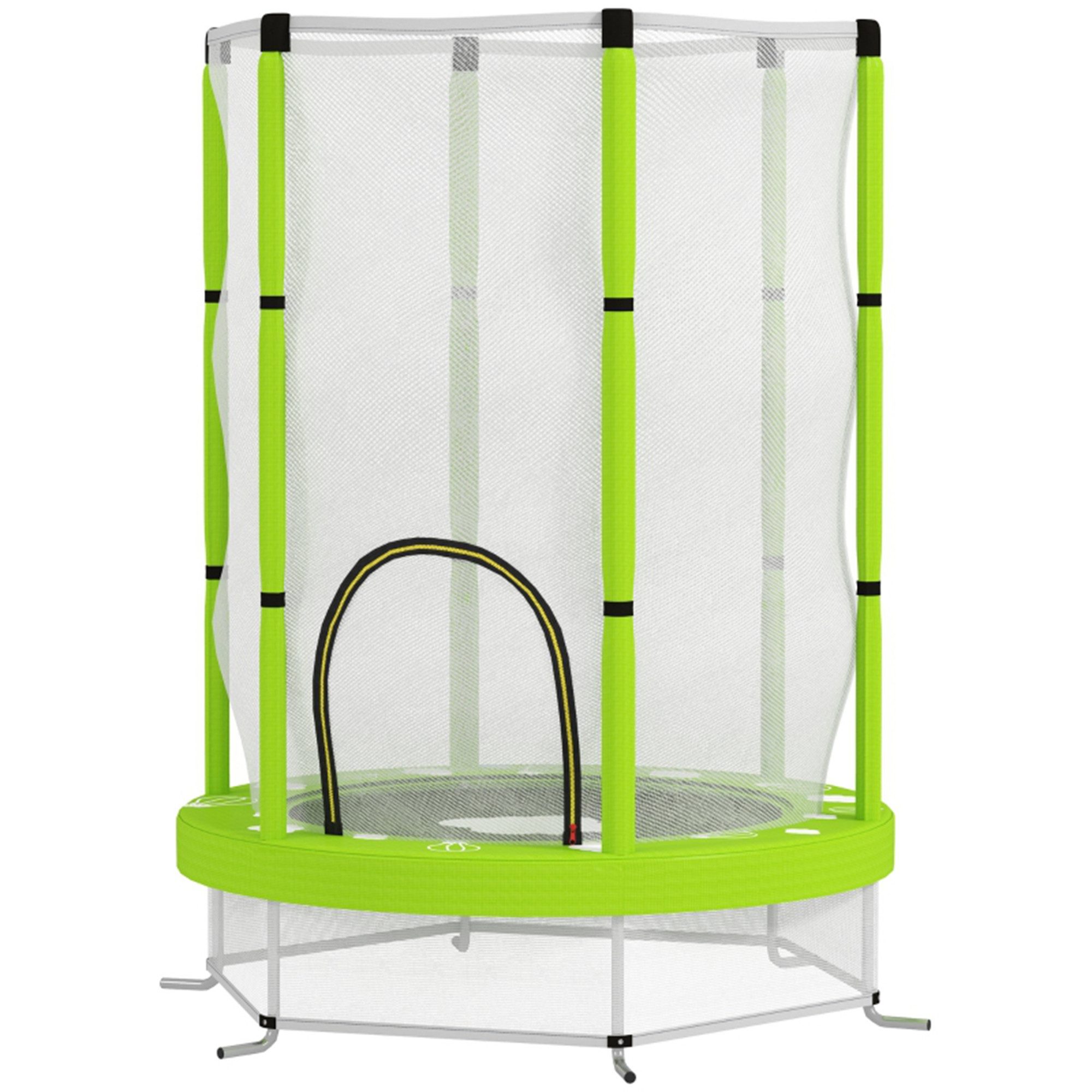 MC Star Gartentrampolin Kinder Trampolin Ø140 cm, Indoor Trampolin mit Sicherheitsnetz, Gummiseil, Kindertrampolin mit Tür mit Reißverschluss