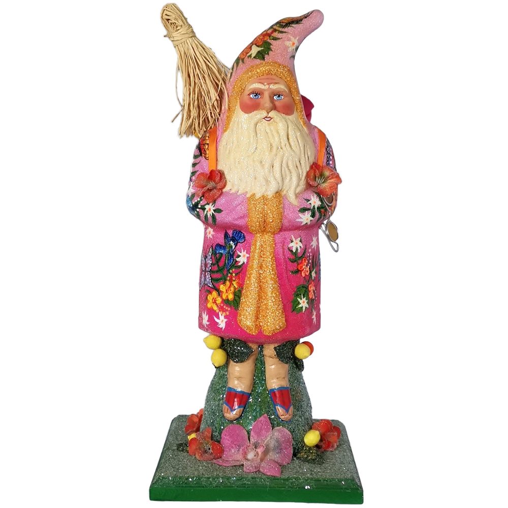 St), handbemalt, Schatzhauser (1 Santa Weihnachtsmann Hawaii 46cm handgefertigt Pappmache