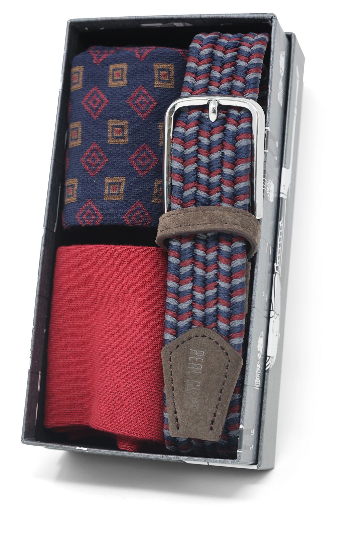 REAL GUYS by J.PLOENES Socken (2-Paar) Set mit 2 Paar modische Socken und Gürtel