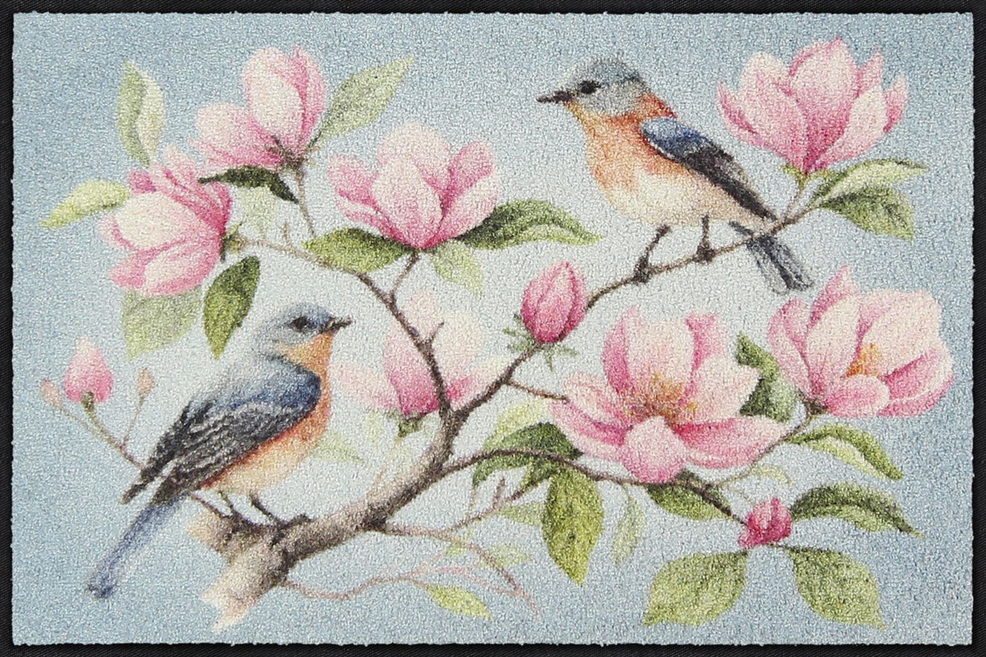 Salonloewe Fußmatte Fußmatte 50x75 Magnolia Birds blue, Eingangsmatte normal, Höhe: 500 mm