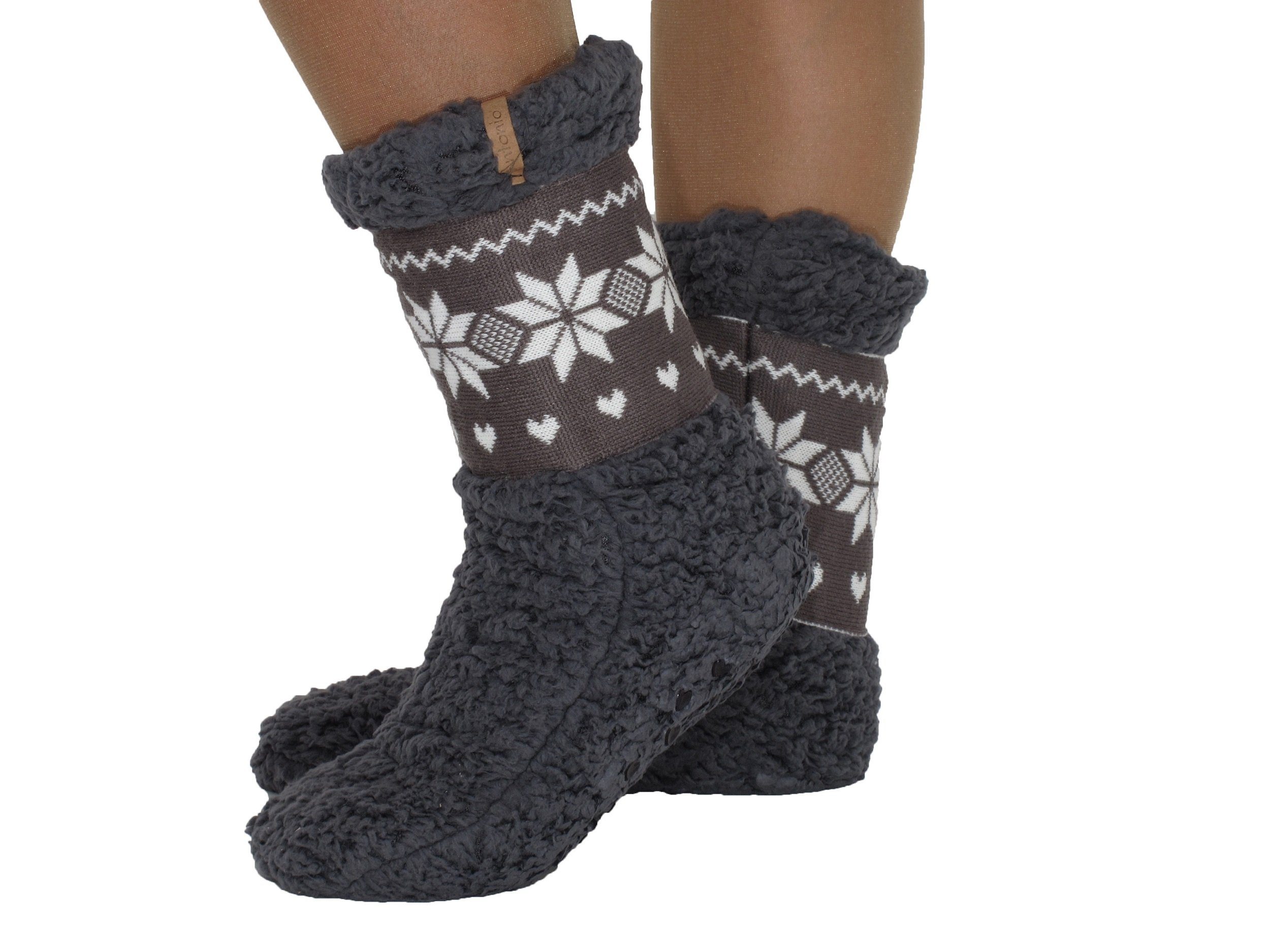Haussocken Damen Hüttensocken Haussocken Hüttenschuhe ABS Teddy Gr.35-42 Farbe: