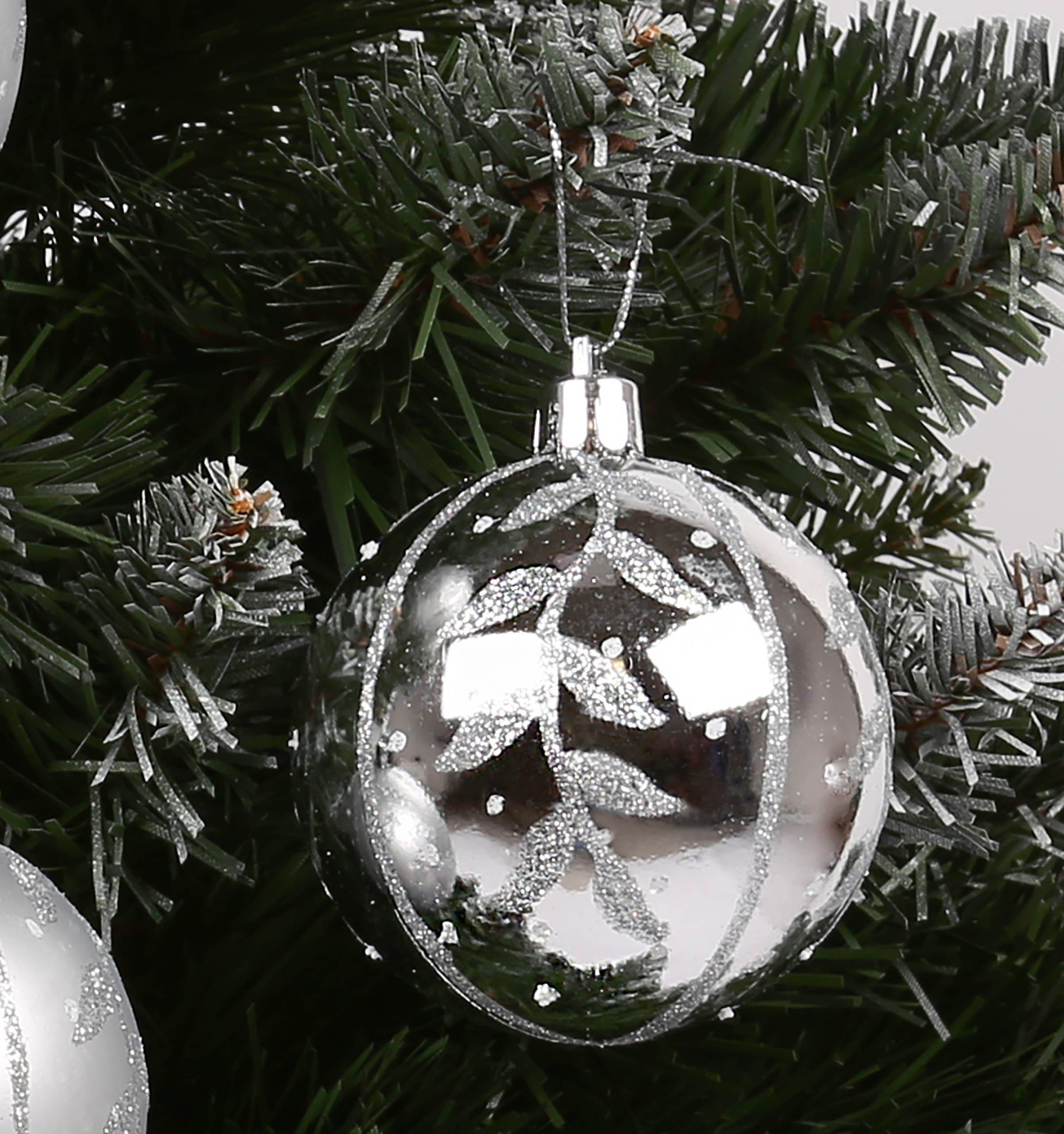 Silberne aus Sarcia.eu 7cm, 1Pack Kunststoff 6Stück kugeln Glitzter mit Weihnachtsbaumkugel