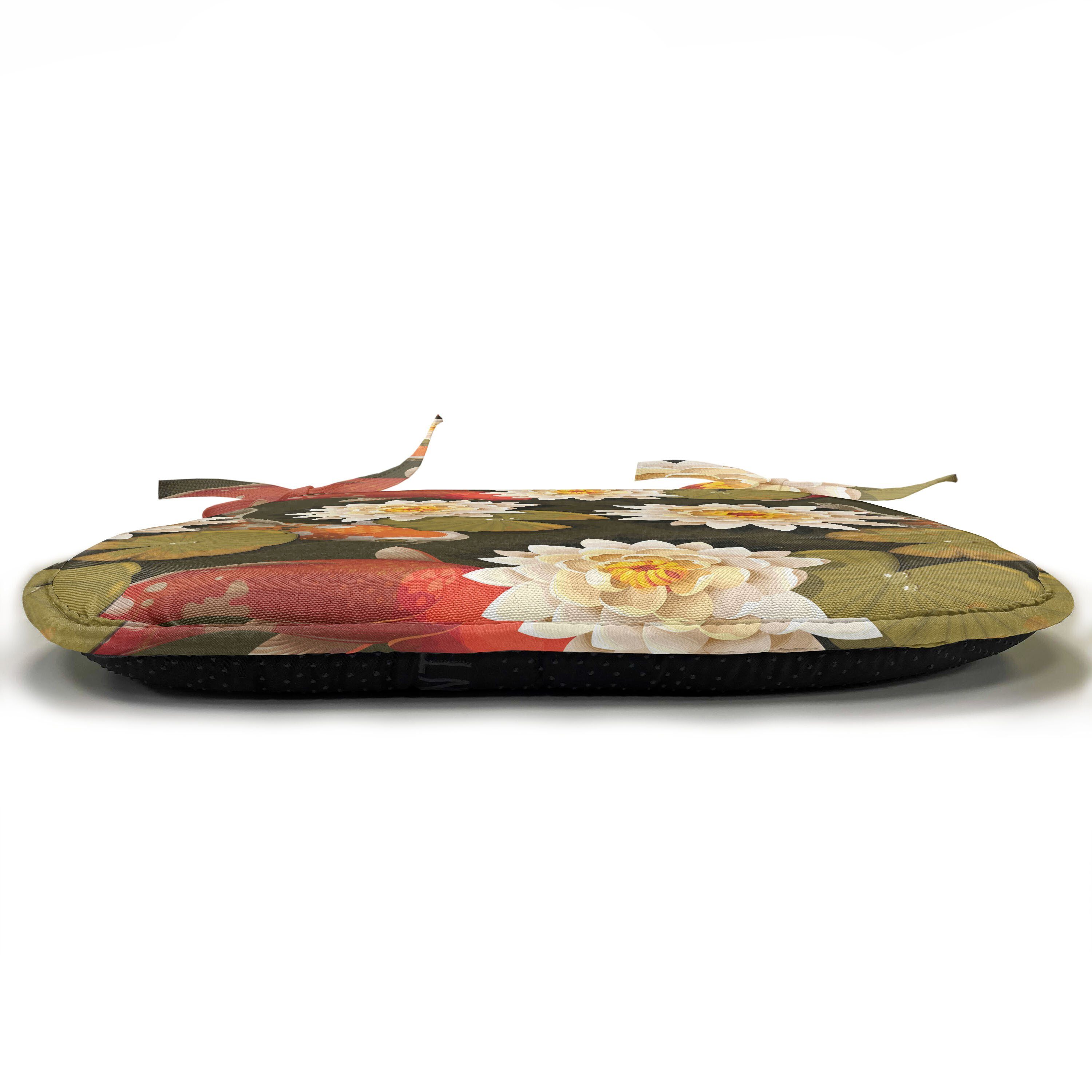 wasserfestes asiatisch Koi mit Dekoratives spornte Küchensitze, Abakuhaus Kissen Stuhlkissen für Japan Lotus Riemen