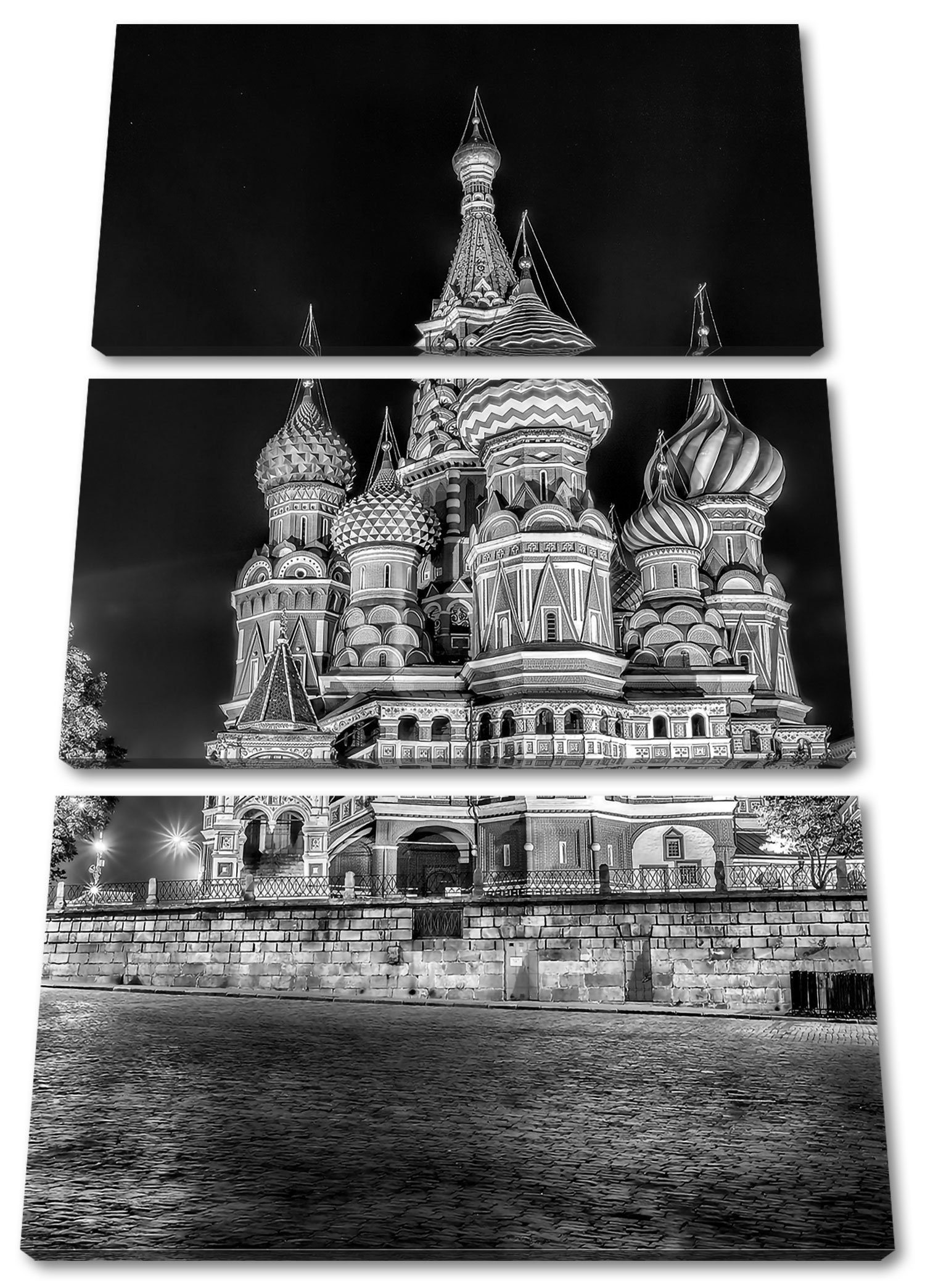 Pixxprint Leinwandbild Basilius Kathedrale in Moskau, Basilius Kathedrale in Moskau 3Teiler (120x80cm) (1 St), Leinwandbild fertig bespannt, inkl. Zackenaufhänger