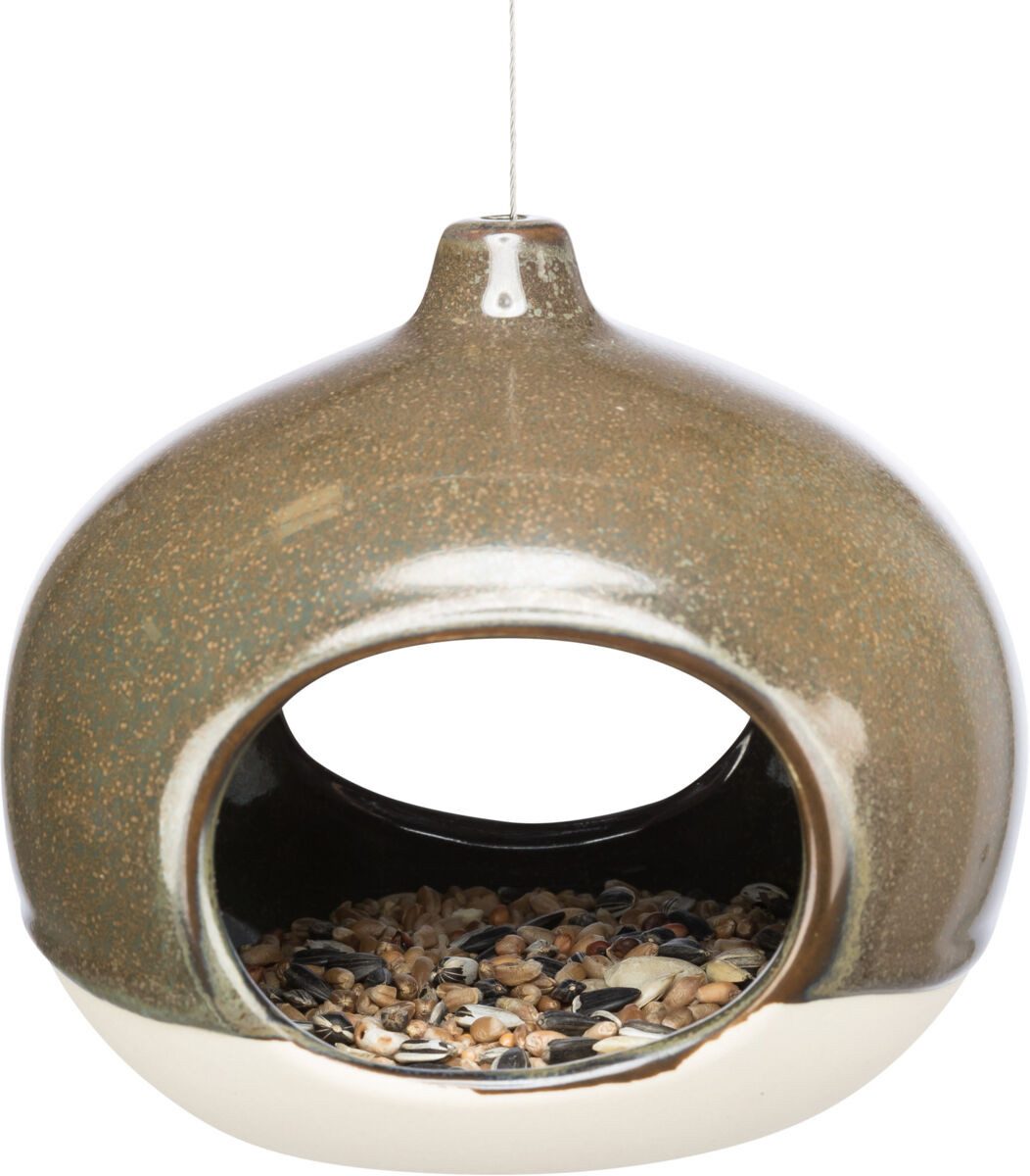 TRIXIE Futterspender Vogelfutter-Bowl - waldgrün - 120 ml/12 × 14 × 12 cm